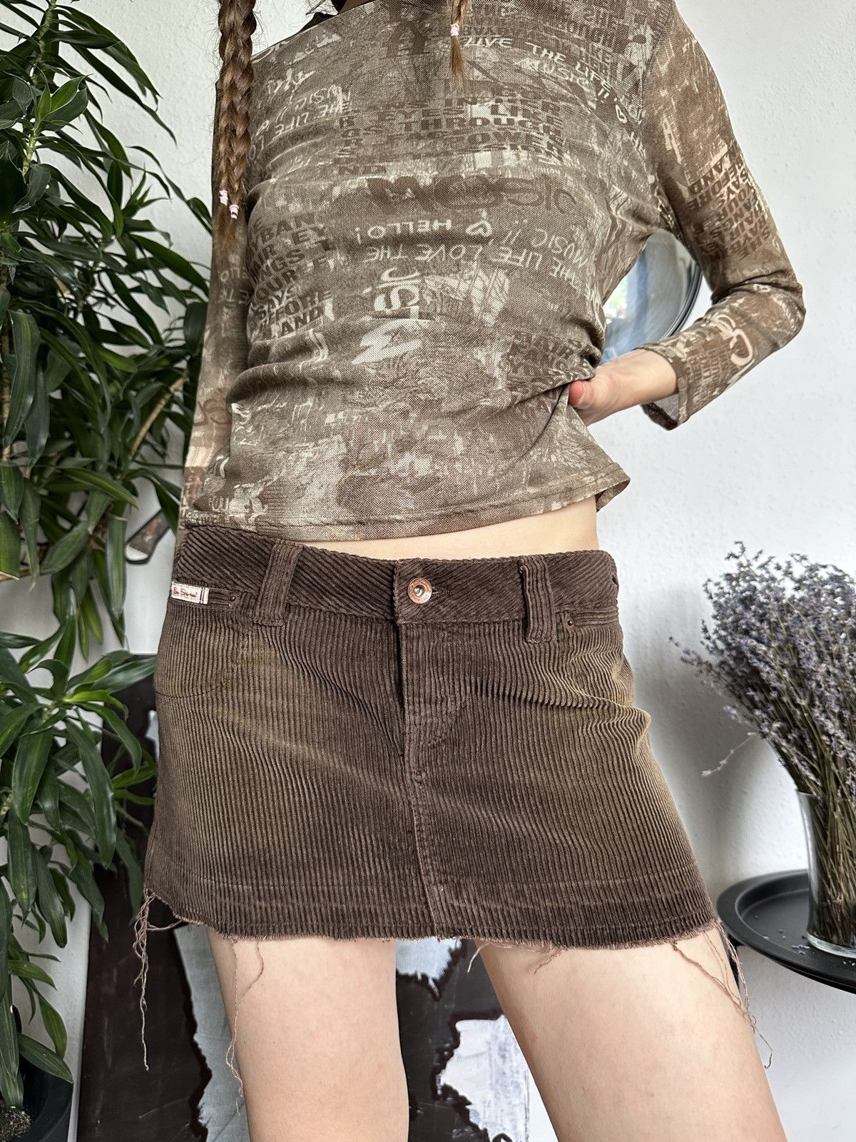 Ben Sherman × Vintage Corduroy Mini Micro Washed Faded Acid Skirt Pocket Size 30" / US 8 / IT 44 - 1 Thumbnail