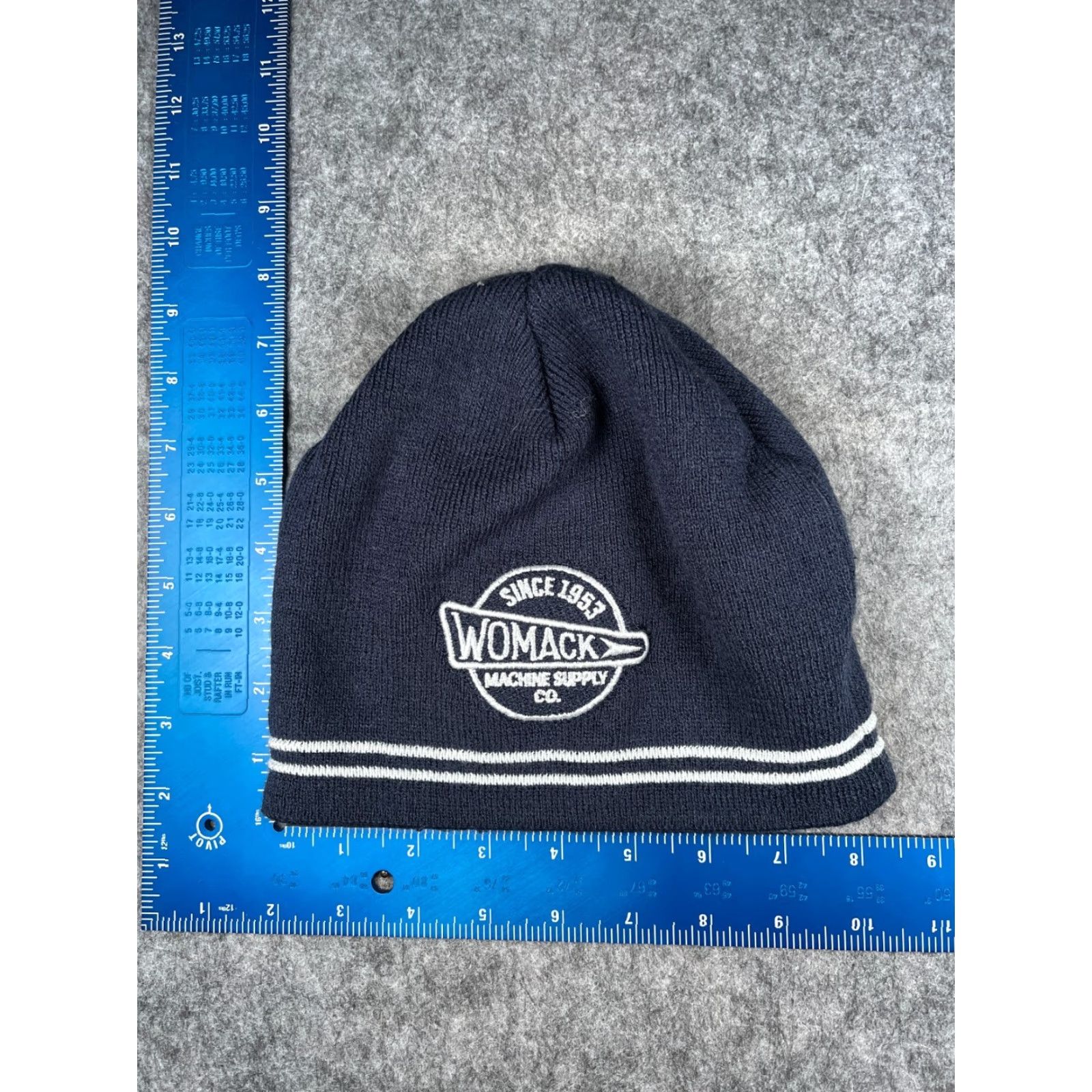 Vintage Womack Machine Supply Co Beanie Toque Adult One Size Blue Knit 100% Acrylic Beanie/Cap Men Hat Knit Blue One Size Lightweight Outdoor Work Mens Size ONE SIZE - 2 Thumbnail
