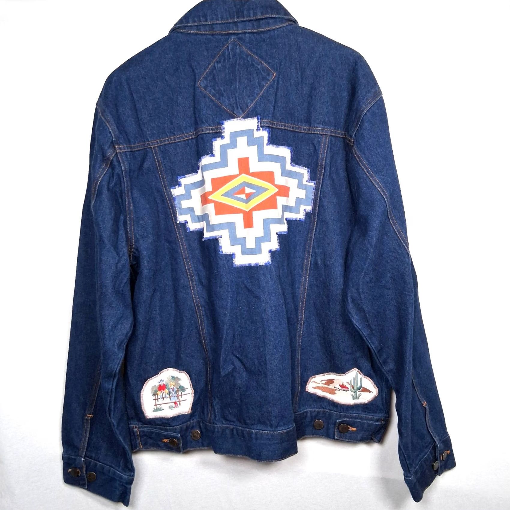 Vintage VINTAGE Scandia Woods Jean Jacket Men XL Western Wear Trucker Style Denim Blue Cowboy Ranch Upcycled Patchwork Pockets Collared Short Jacket Size US 36 / EU 52 - 3 Thumbnail