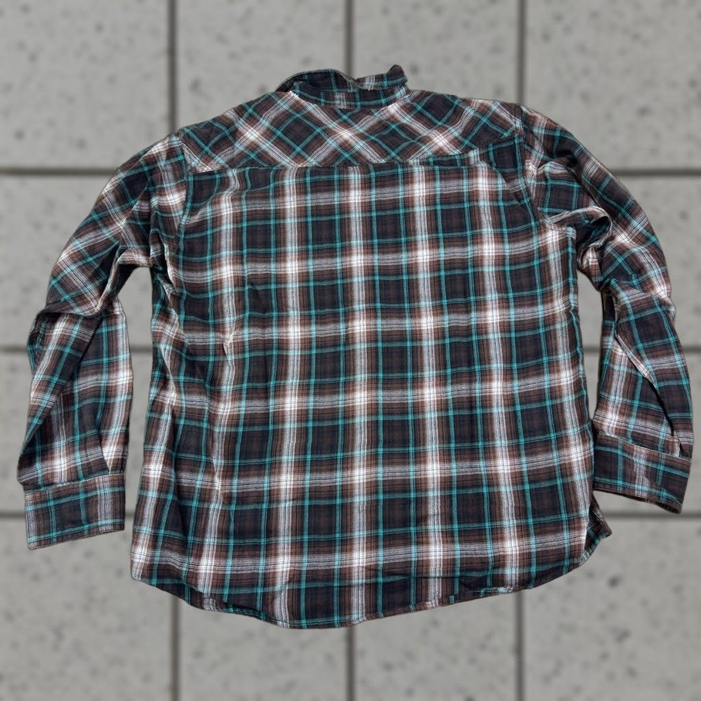 Ariat Ariat Shirt Plaid Western Brown Green Pearl Snap Retro Fit XL Mens Button-Up Long Sleeve Collared Pocket Size US XL / EU 56 / 4 - 1 Thumbnail