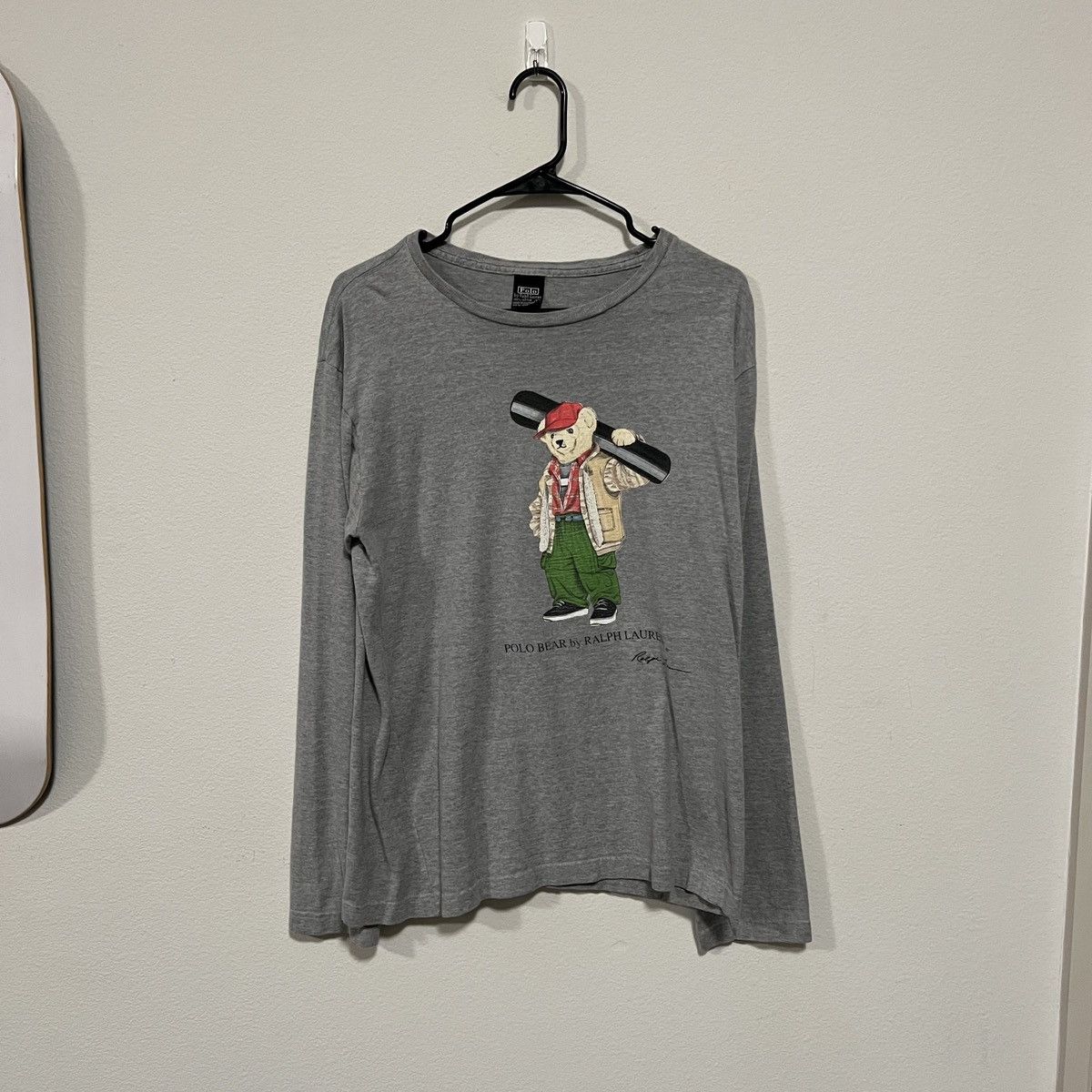 Vintage Polo Ralph Lauren grey ski teddy bear baby tee