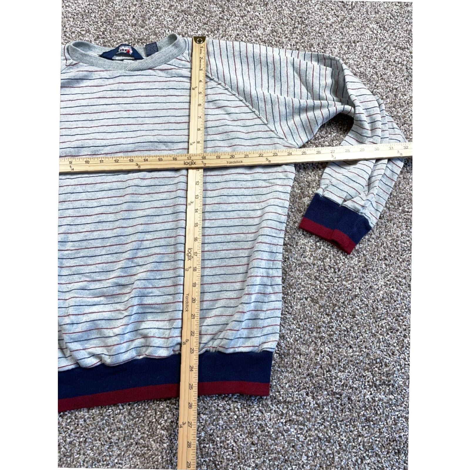 Vintage VINTAGE 90s TRAX Striped Raglan Sweater Mens Large Gray Blue Lightweight Acrylic Cotton Blend Pullover Size US L / EU 52-54 / 3 - 5 Thumbnail