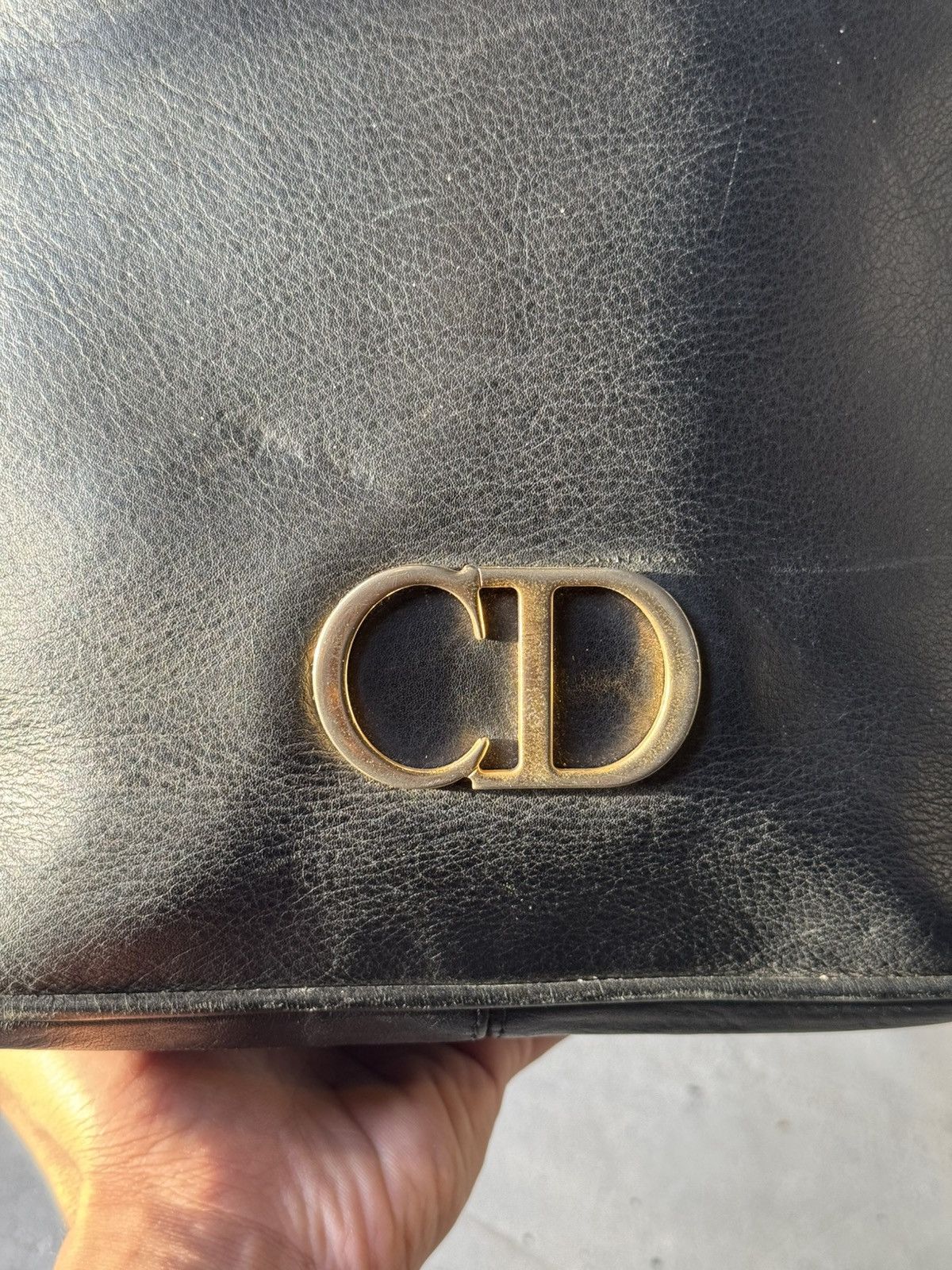 Dior × Vintage Christian Dior handbag, black CD leather, vintage, Size ONE SIZE - 4 Thumbnail