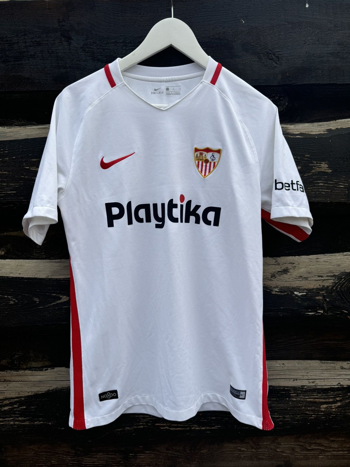 Nike 2018 Nike Sevilla playtika white soccer jersey Size US L / EU 52-54 / 3 - 1 Thumbnail