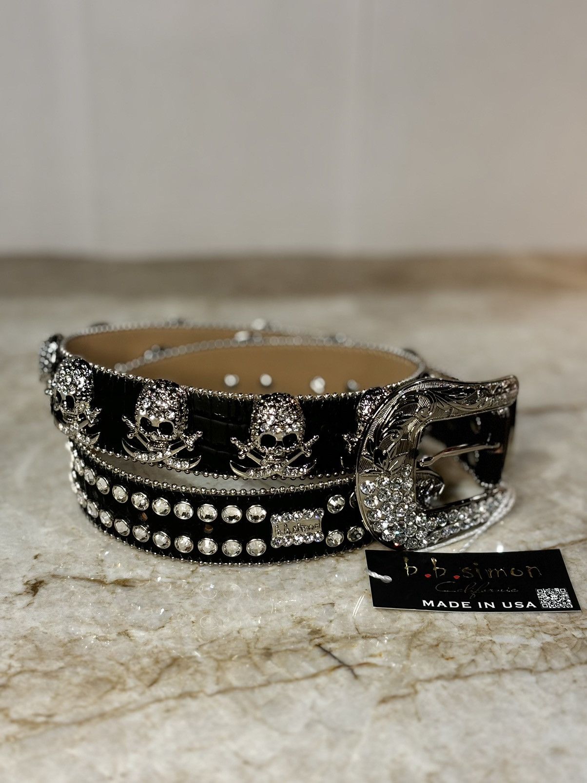 B.B. Simon Bb Simon Skull Belt Size 36 - 1 Thumbnail