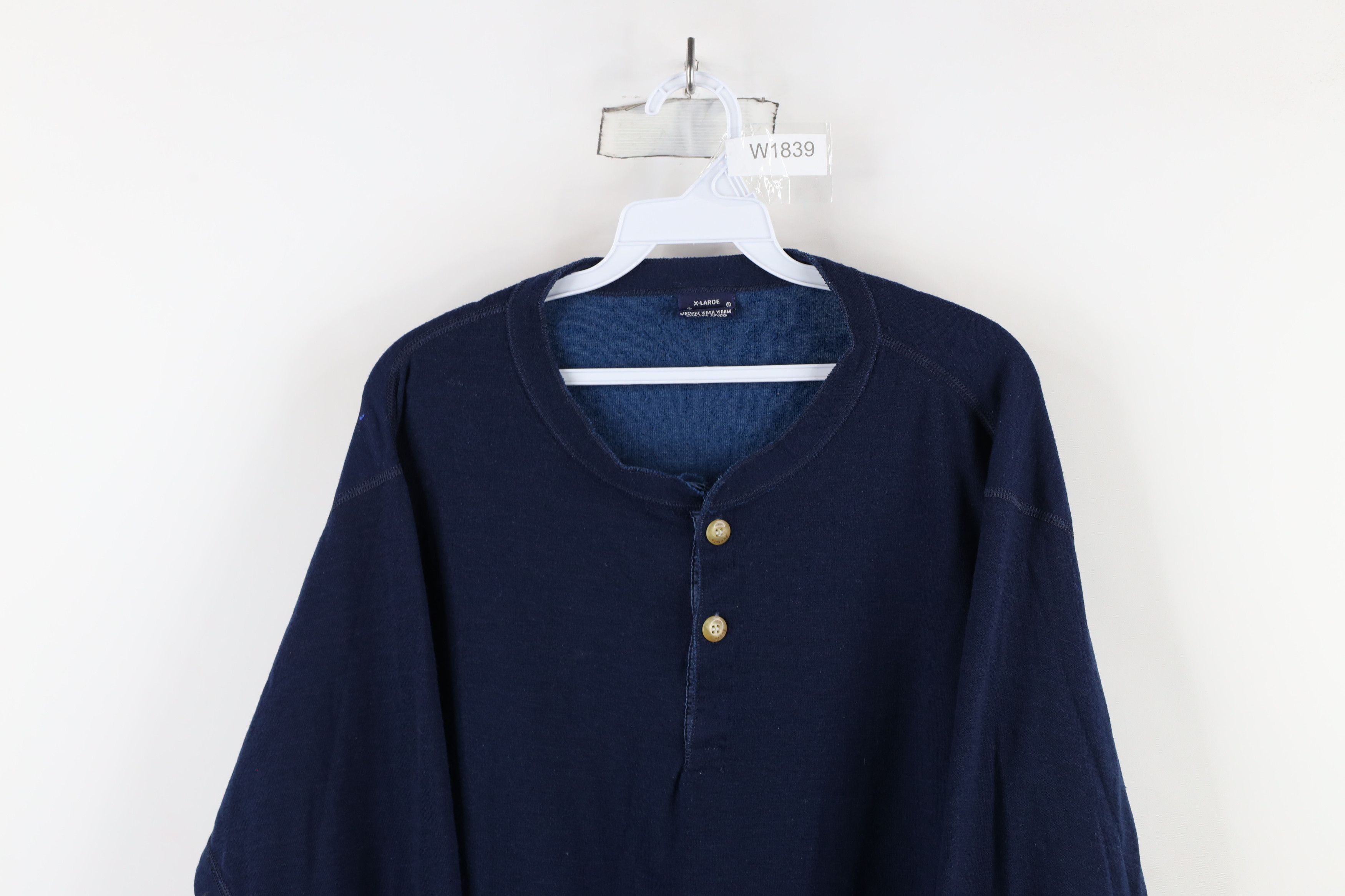 Vintage Vintage 70s Streetwear Wool Blend Knit Henley T-Shirt USA Size US XL / EU 56 / 4 - 2 Thumbnail