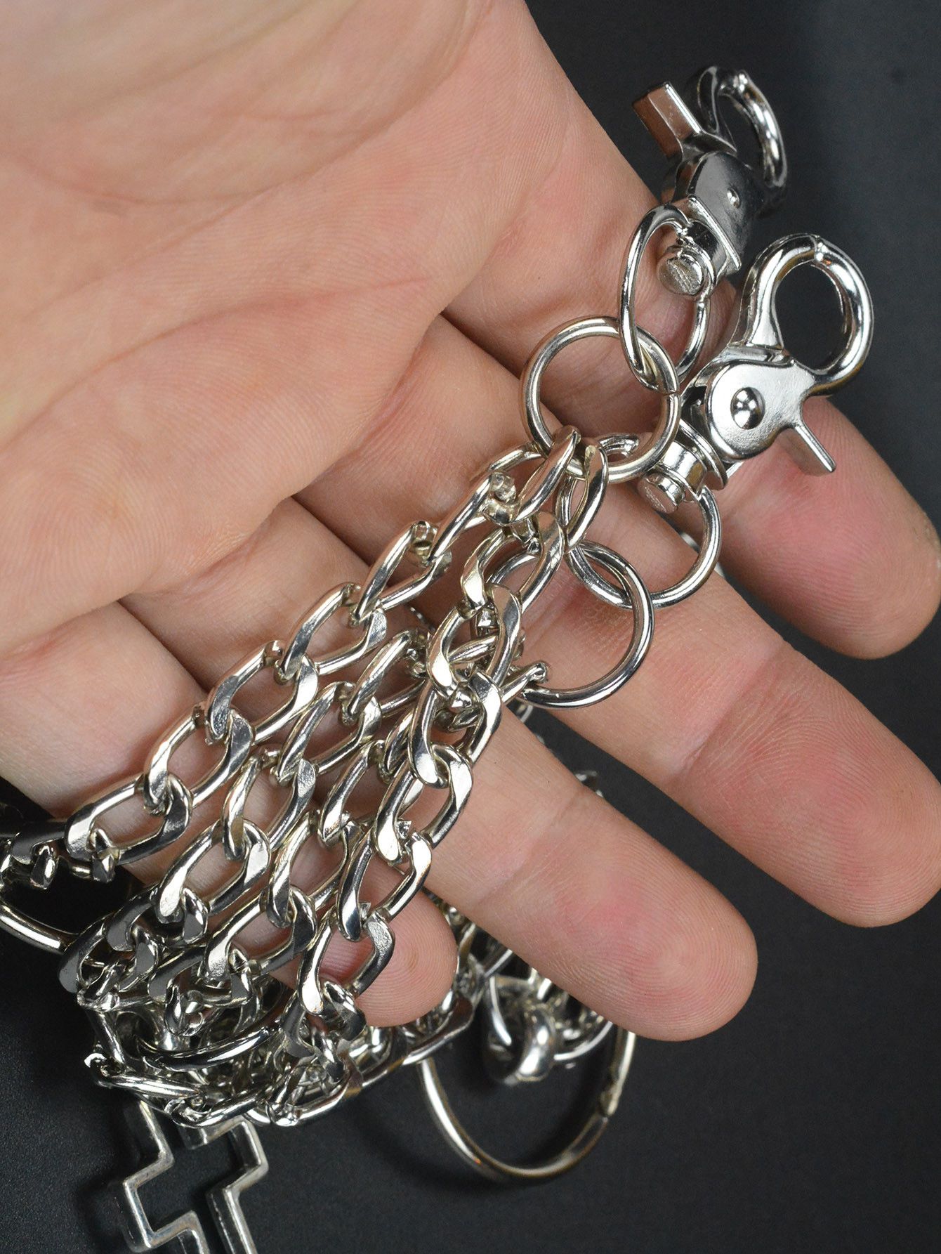 Japanese Brand × Jewelry Double-Layer Steel Pants Chain 7mm NK Link with Cross Ring Size ONE SIZE - 3 Thumbnail