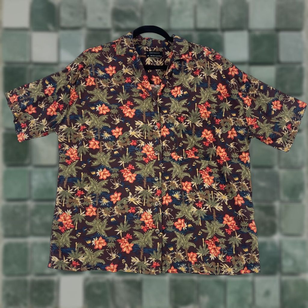 Urban Outfitters Urban Outfitters Morgan Palm Print Shirt Womens Large Brown Oversized Button-Up Size L / US 10 / IT 46 - 1 Thumbnail