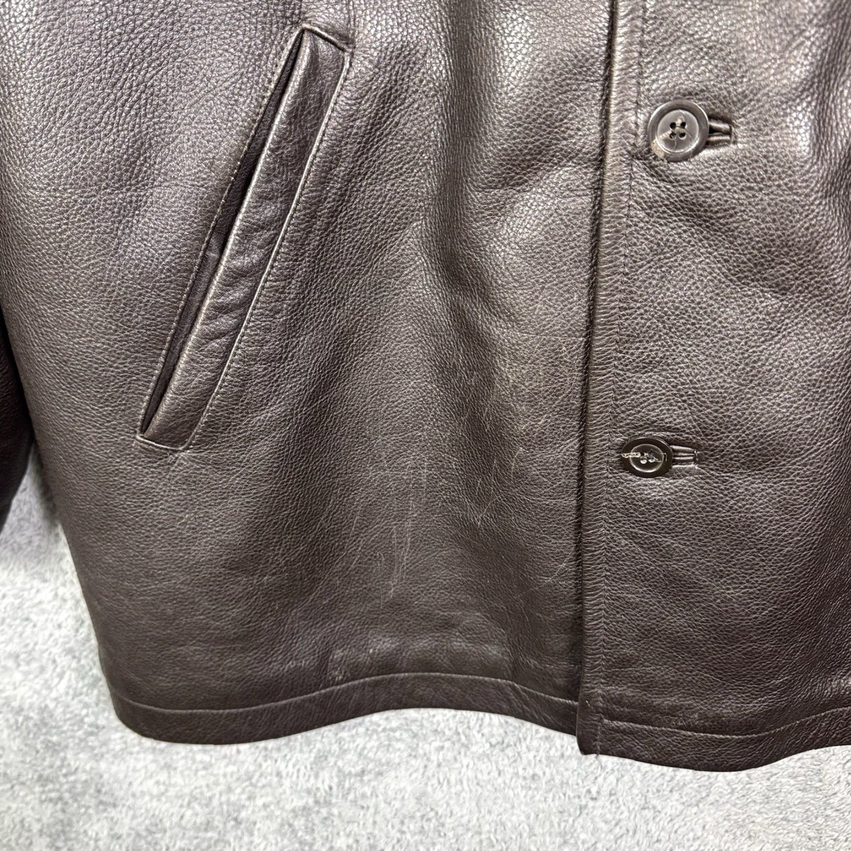 J.Crew VINTAGE J. Crew Leather Jacket Overcoat Mens L Chore Barn Coat Wool Lined Dark Brown Size US L / EU 52-54 / 3 - 6 Thumbnail