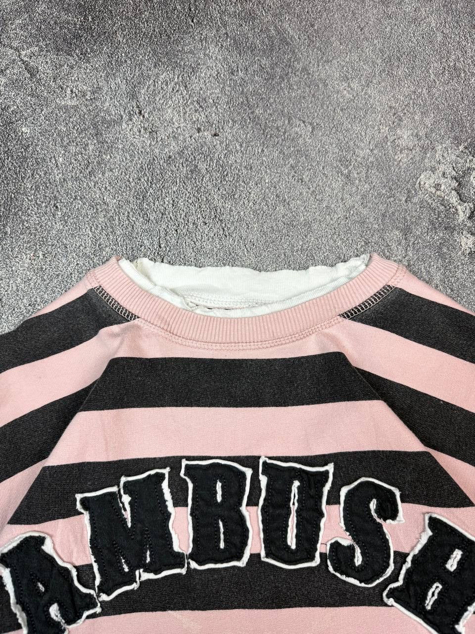 If Six Was Nine Y2K Ambush Stripe Pink Distressed Emo Sweatshirt 2000s Size US XL / EU 56 / 4 - 6 Thumbnail