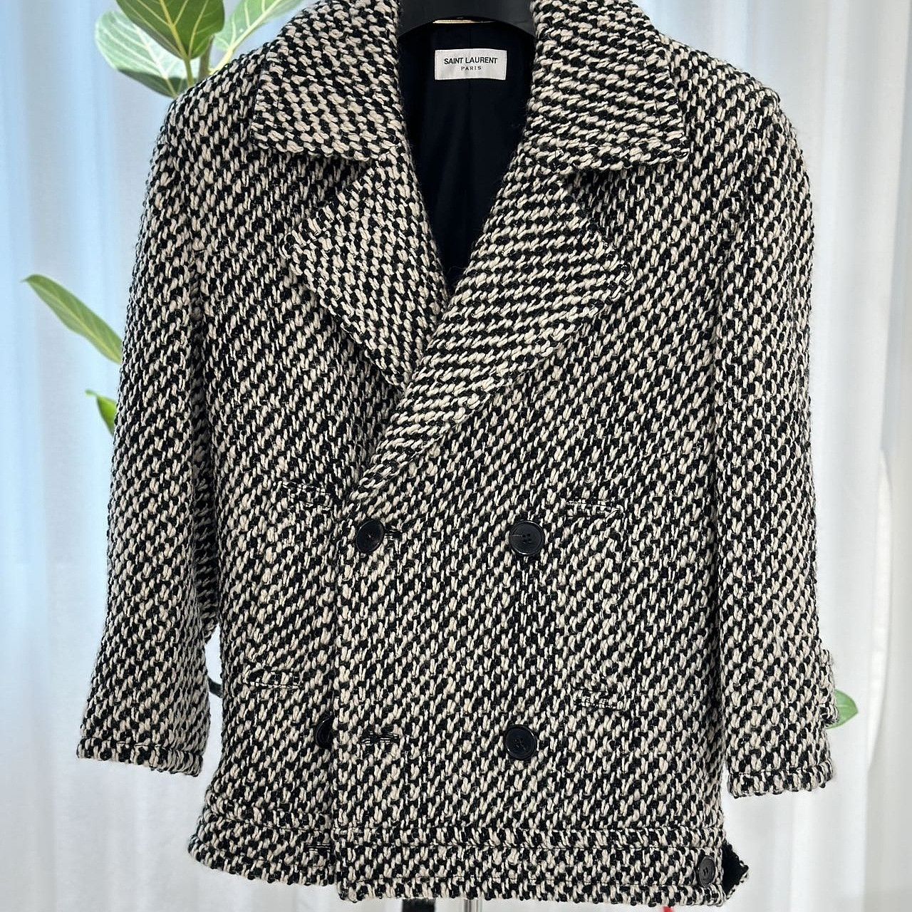 Saint Laurent Paris Saint Laurent Houndstooth Wool Double-Breasted Jacket Size 3 Size XS / US 0-2 / IT 36-38 - 1 Thumbnail
