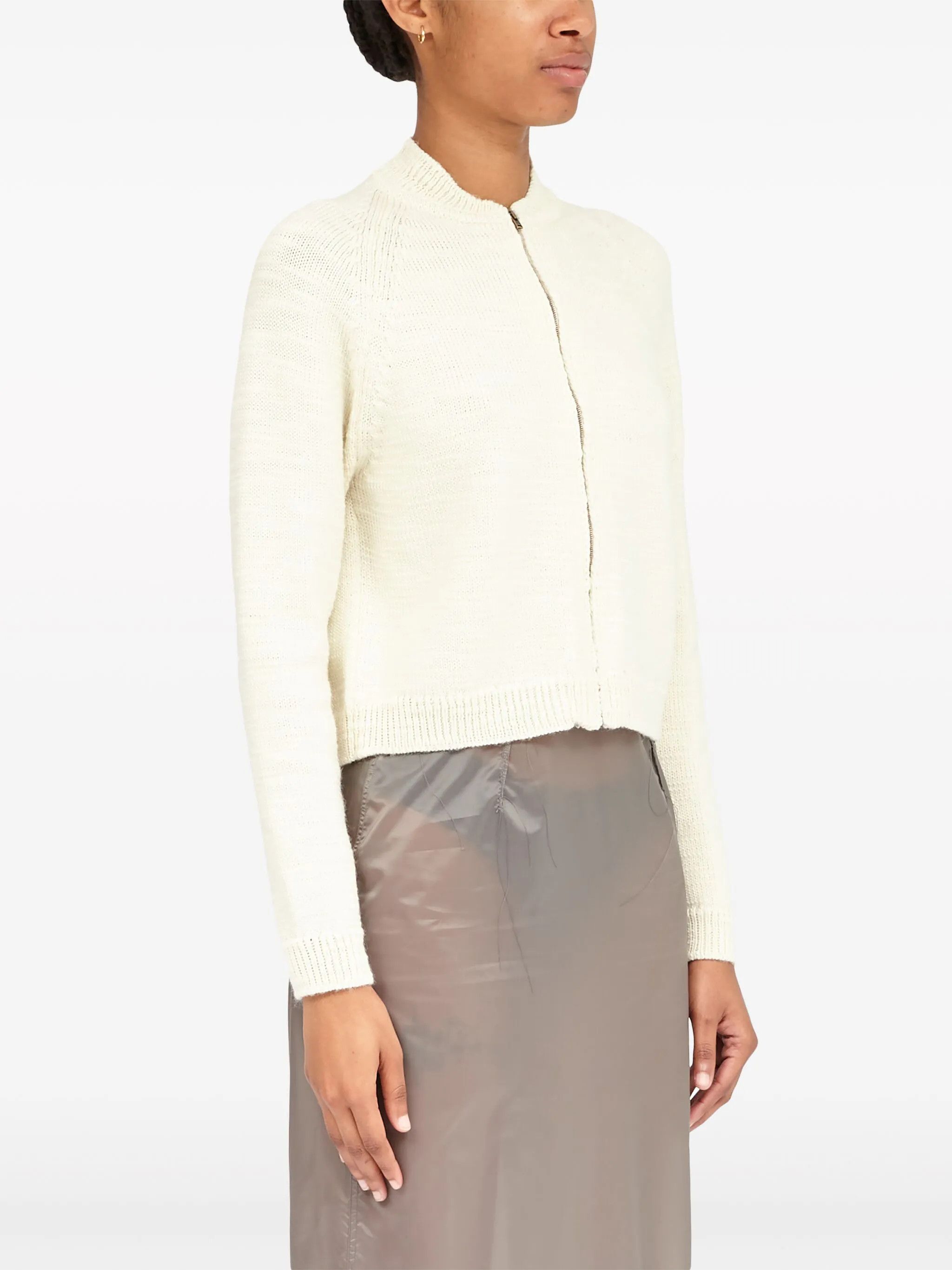 Maison Margiela oc11z0925 Ribbed-knit Wool Cropped Cardigan in Off White Size S / US 4 / IT 40 - 3 Thumbnail
