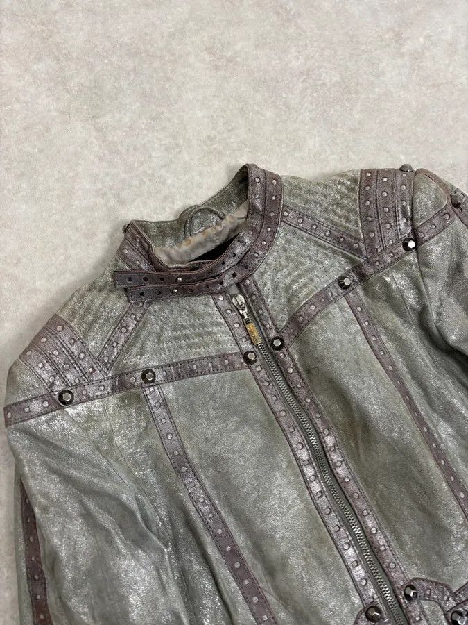 Just Cavalli FW2010 Cavalli Faded Grey Studded Leather Jacket Size M / US 6-8 / IT 42-44 - 5 Thumbnail