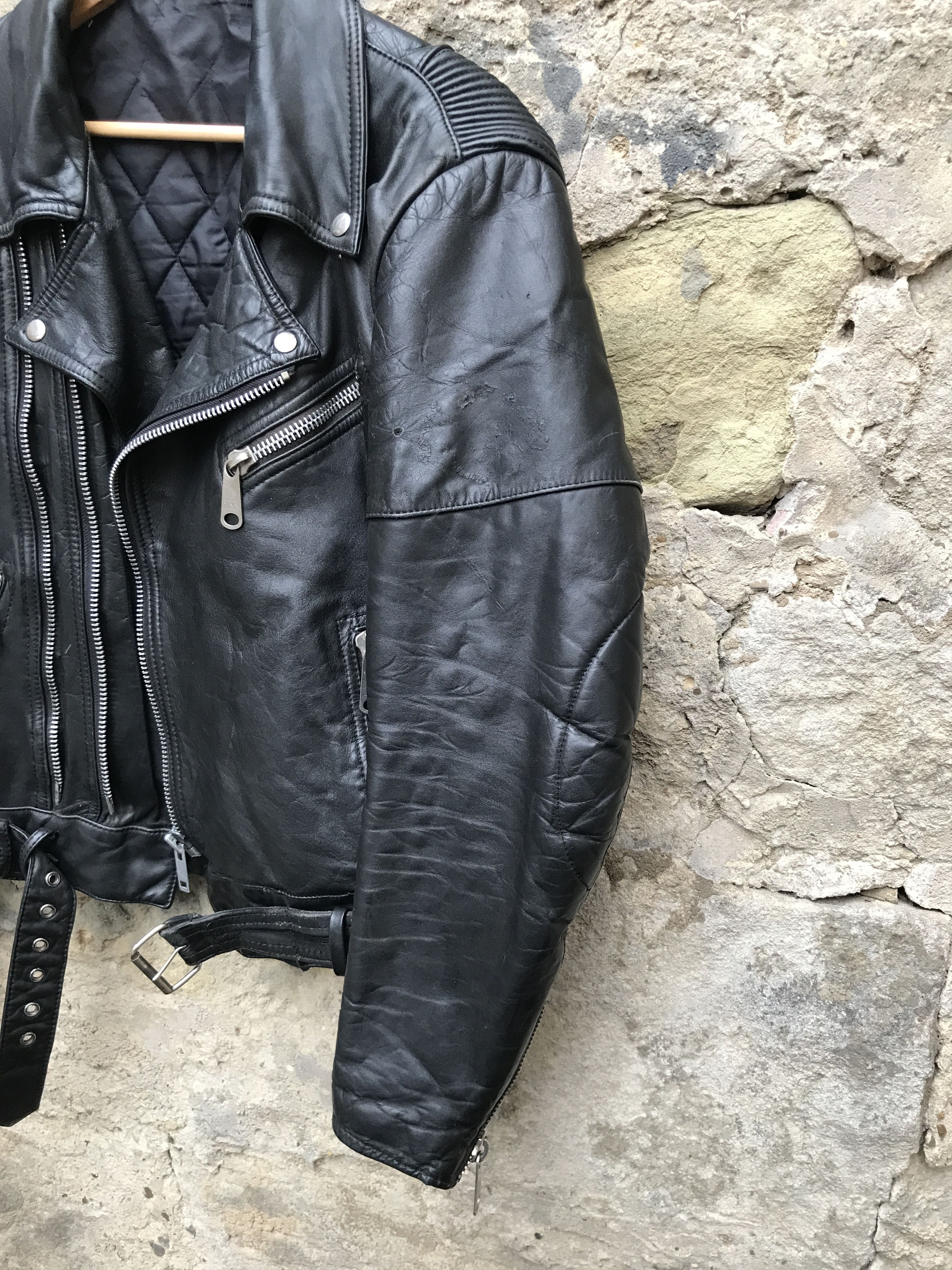 Vintage Rare Vintage 70s Sporty fit Twin Track Leather Biker Jacket Size US L / EU 52-54 / 3 - 6 Thumbnail