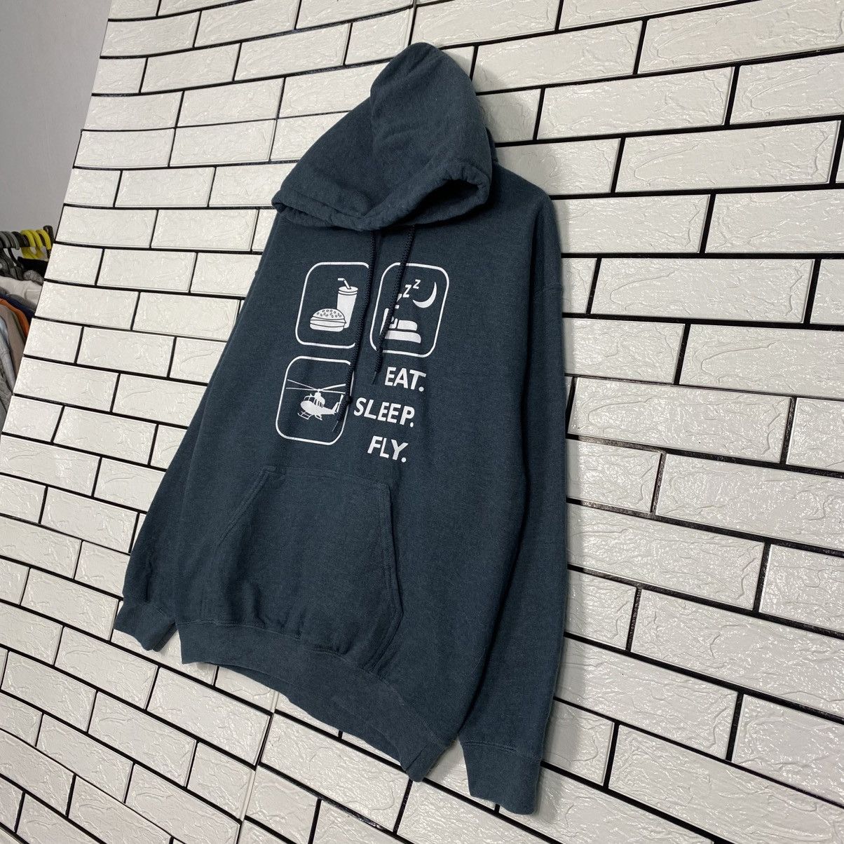 Vintage 📌Vintage Hoodie Pull Over Eat Sleep Fly Big Logo Size US L / EU 52-54 / 3 - 3 Thumbnail
