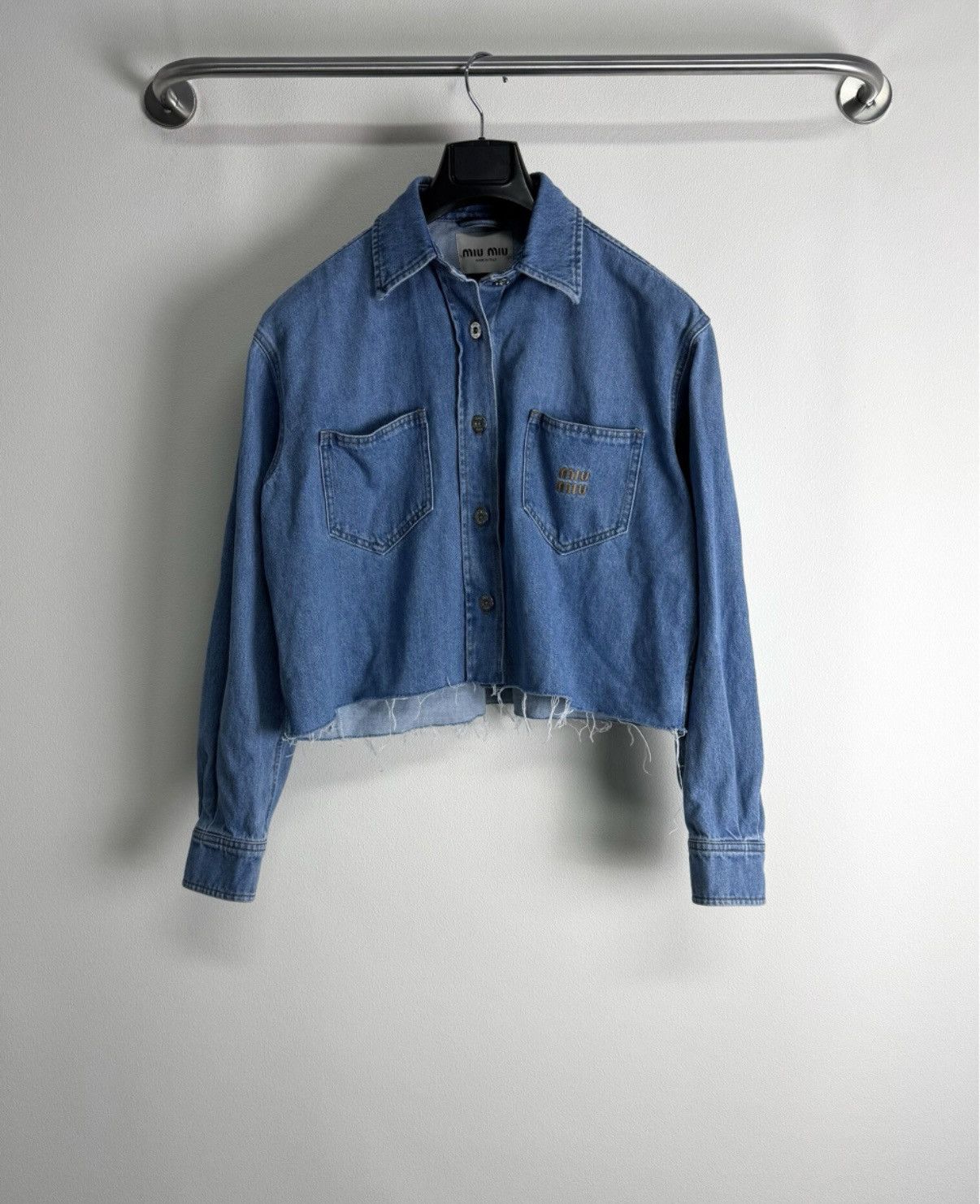 Miu Miu Miu Miu embroidered denim shirt Size S / US 4 / IT 40 - 1 Thumbnail