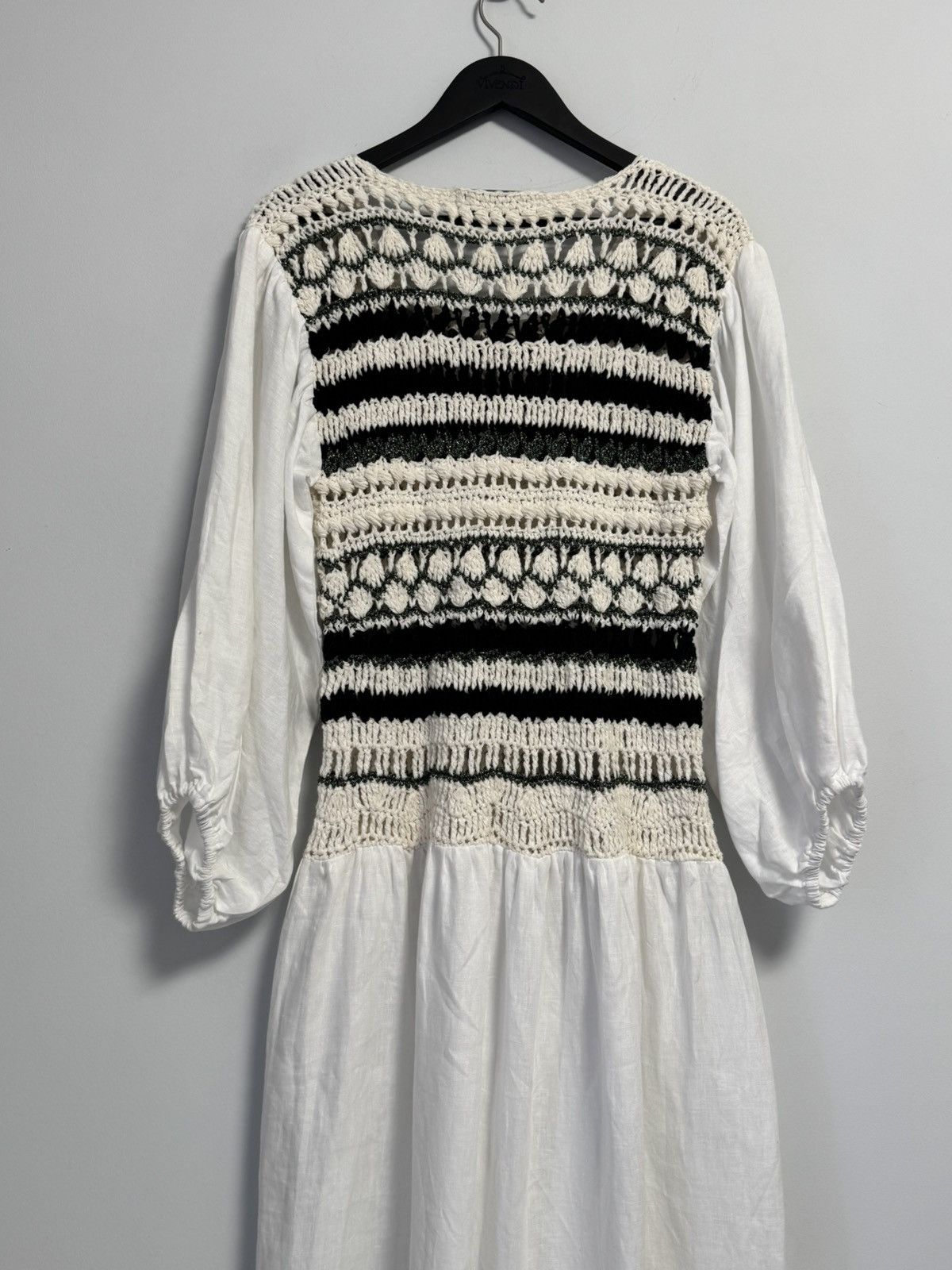 Other NINALEUCA Crochet Boho Dress–White Linen Maxi with Knit Top Size M / US 6-8 / IT 42-44 - 16 Thumbnail