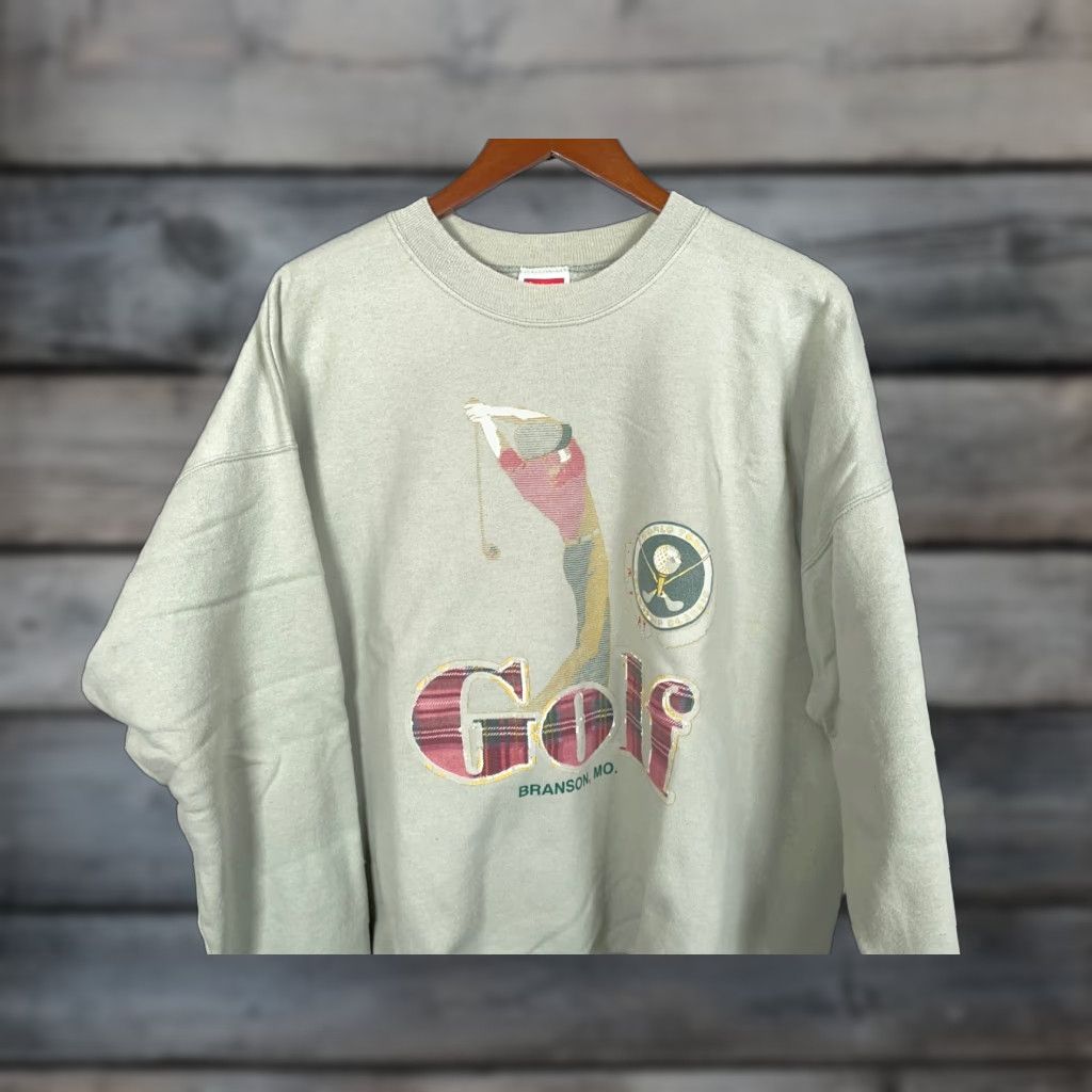 Hanes VINTAGE Hanes Sweatshirt Branson Missouri Golf Green XL Adult 50/50 Crewneck Mens Shirt Size US XL / EU 56 / 4 - 1 Thumbnail