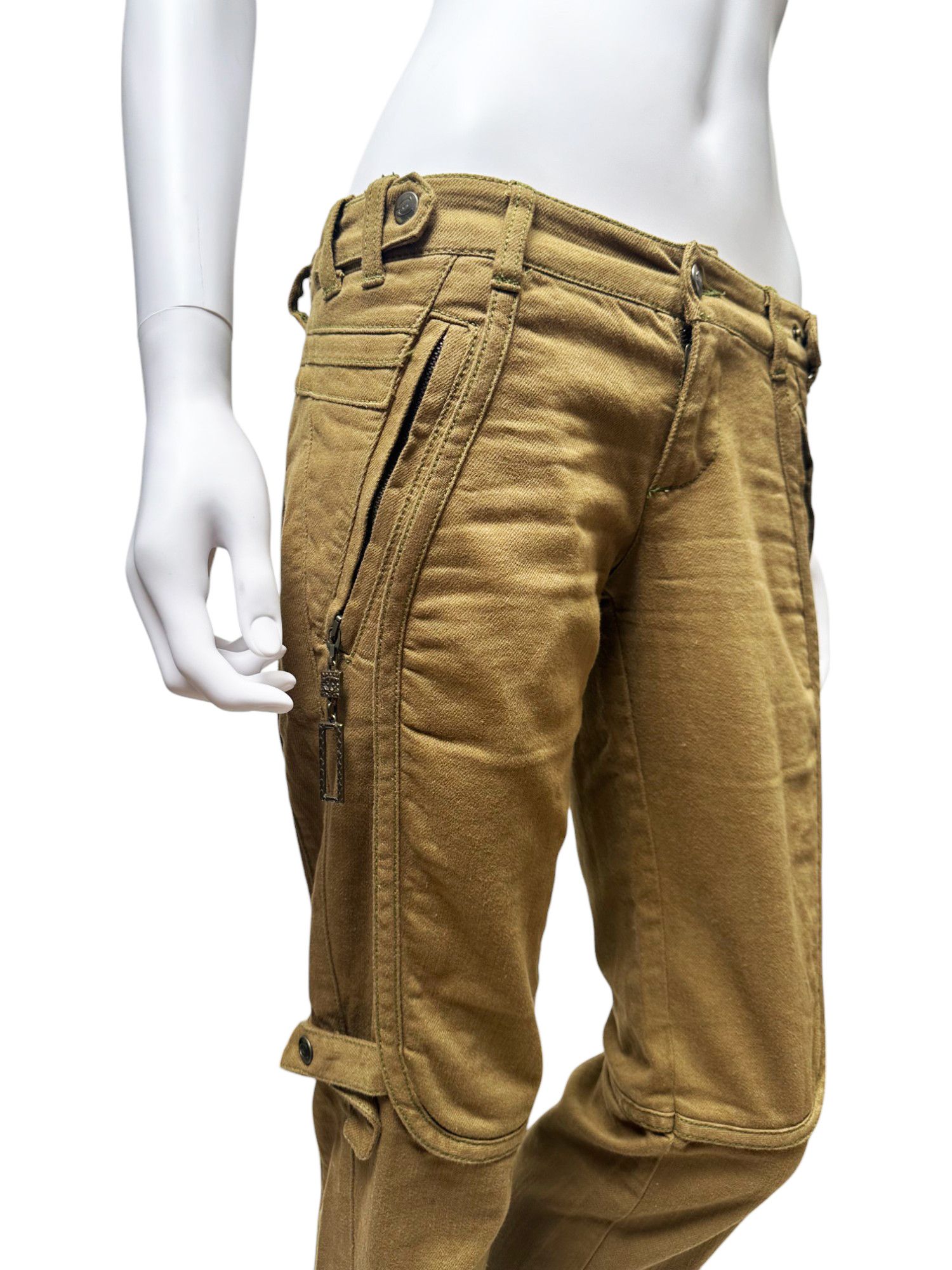 Just Cavalli Early 00's Brown Zipped Pants Size 27" / US 4 / IT 40 - 5 Thumbnail