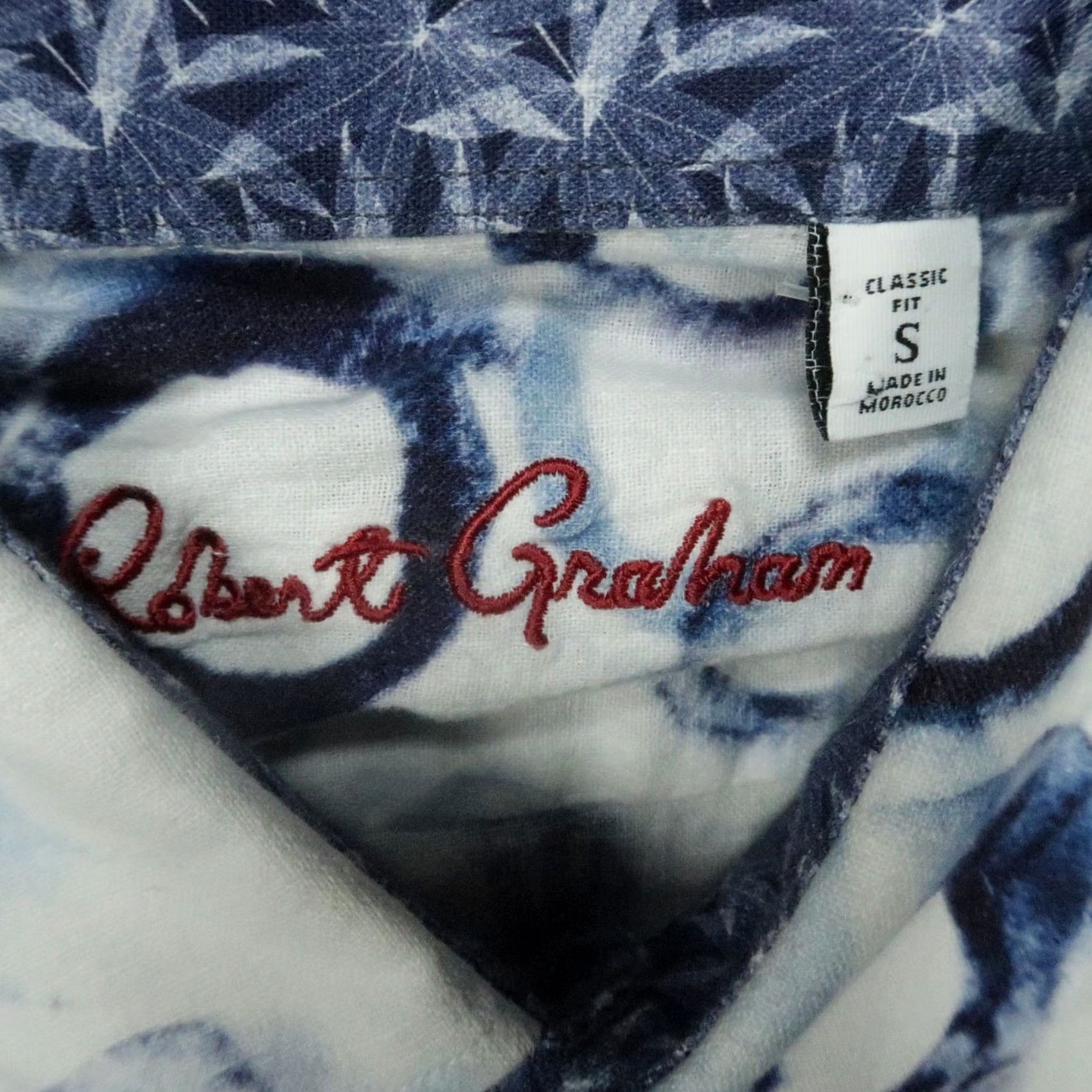 Robert Graham Robert Graham Shirt Mens Small White Blue Geo Abstract Short Sleeve Linen Cotton Size US S / EU 44-46 / 1 - 3 Thumbnail
