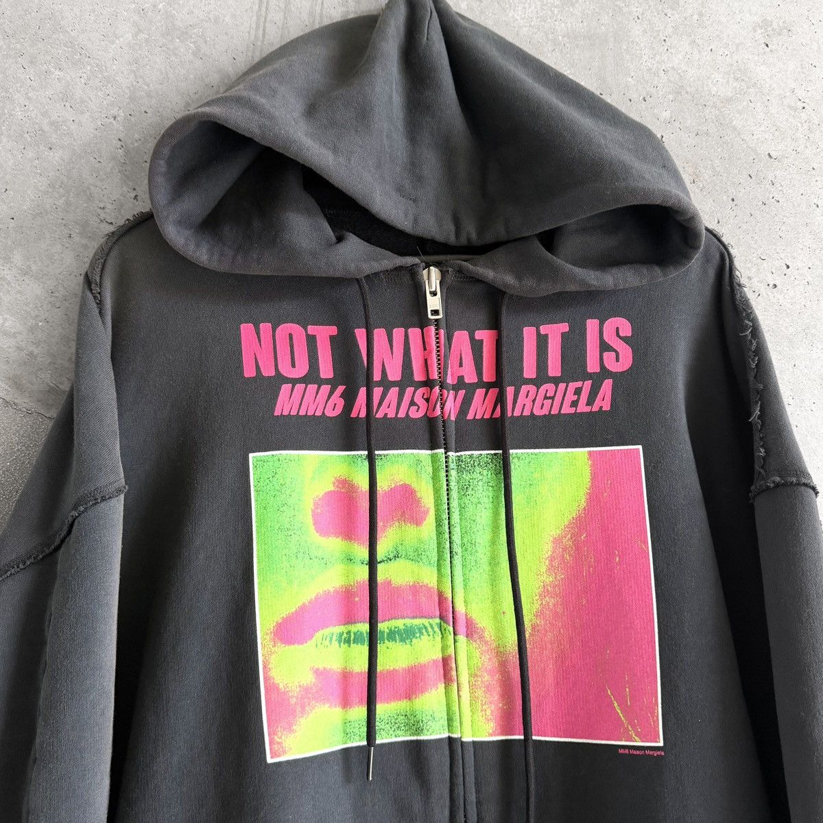 Maison Margiela Maison Margiela MM6 "NOT WHAT IT IS" Thrashed Zip Up Hoodie Size US L / EU 52-54 / 3 - 3 Thumbnail