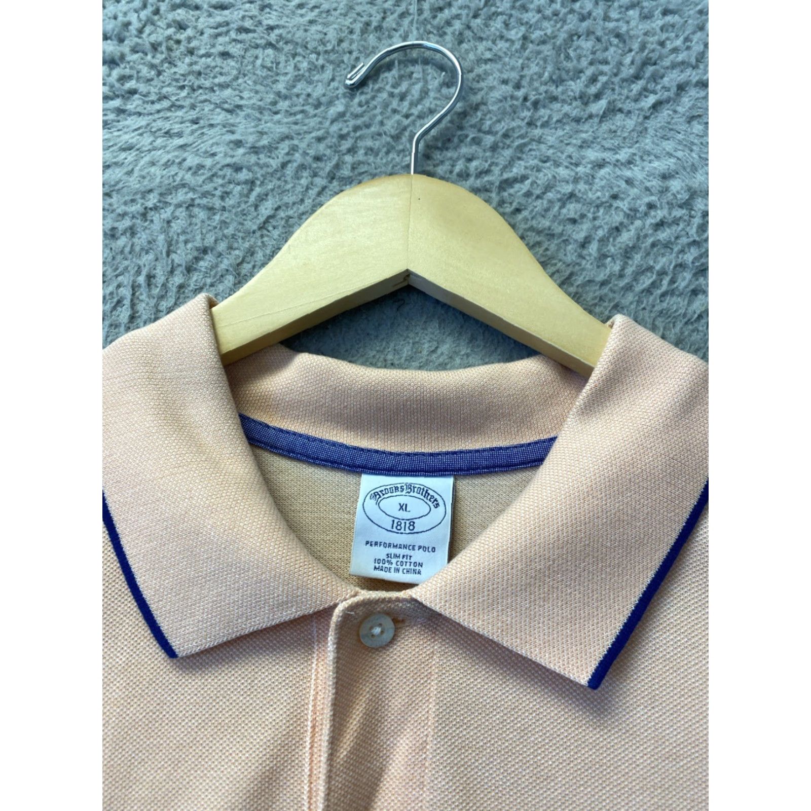 Brooks Brothers VINTAGE Brooks Brothers 1818 Men Polo Shirt XL Short Sleeve Collared 100% Cotton Light Salmon Mens Size US XL / EU 56 / 4 - 4 Thumbnail