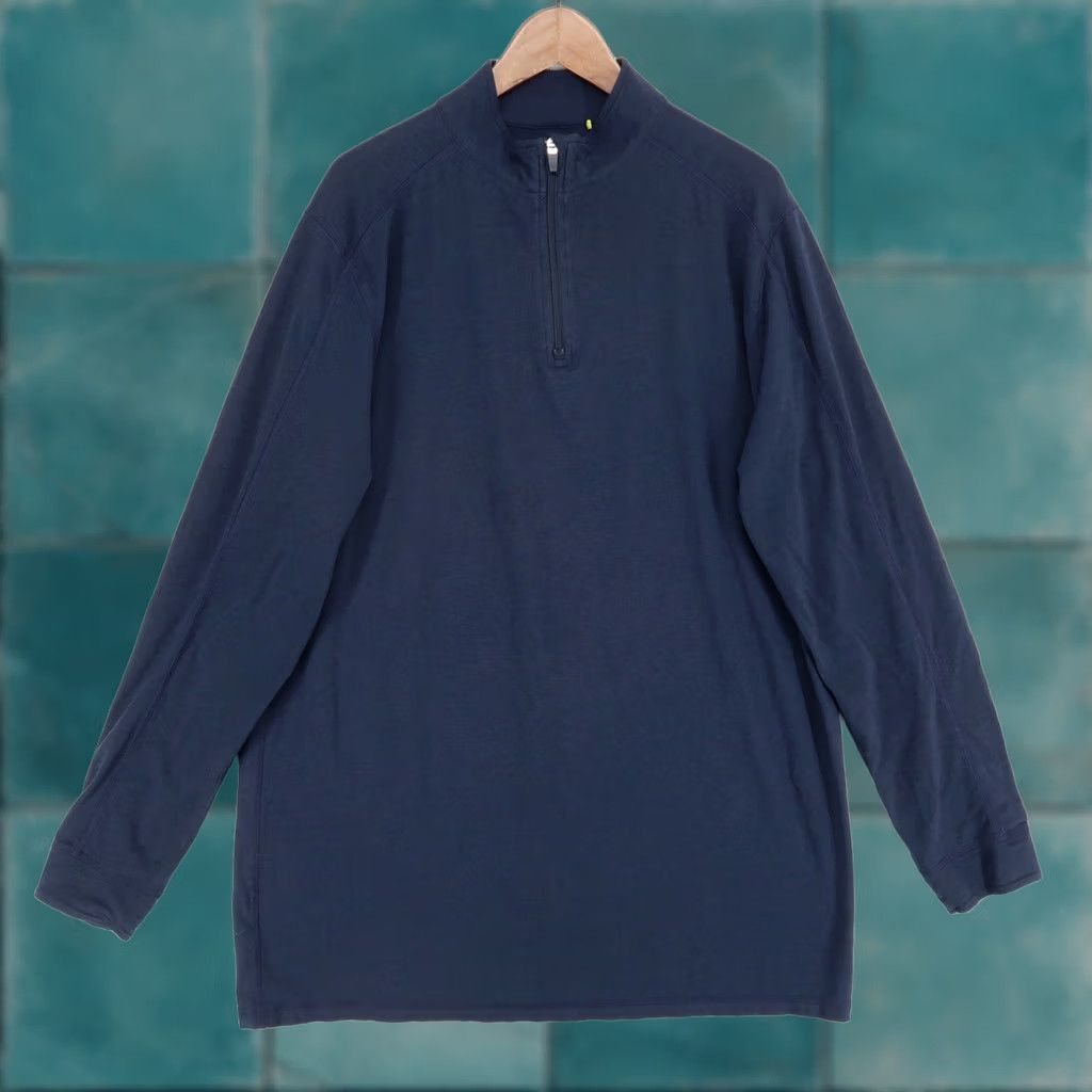 Vintage tasc Performance Pullover Mens XLT Navy Blue Quarter Zip Bamboo Casual Size US XL / EU 56 / 4 - 1 Thumbnail