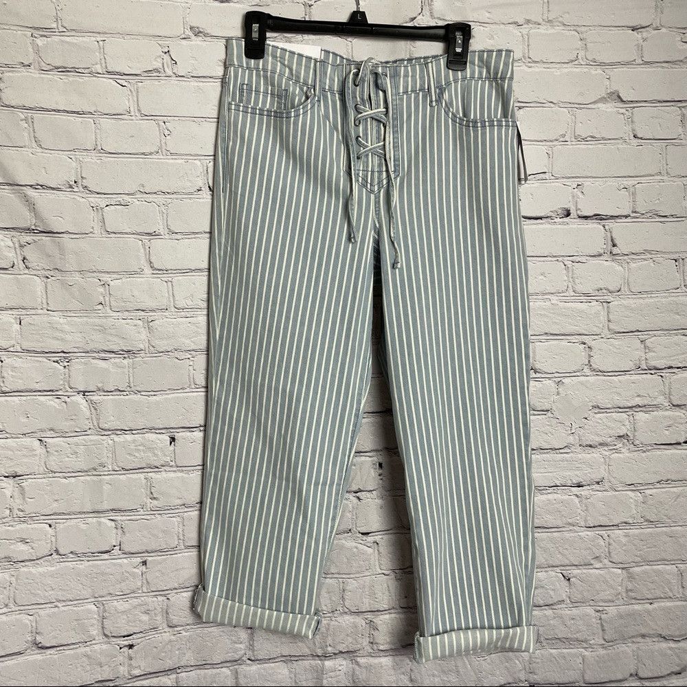 Other NWT New FRAYED Cropped Lace-Up Jeans Size 10/30 Size 30" / US 8 / IT 44 - 3 Thumbnail