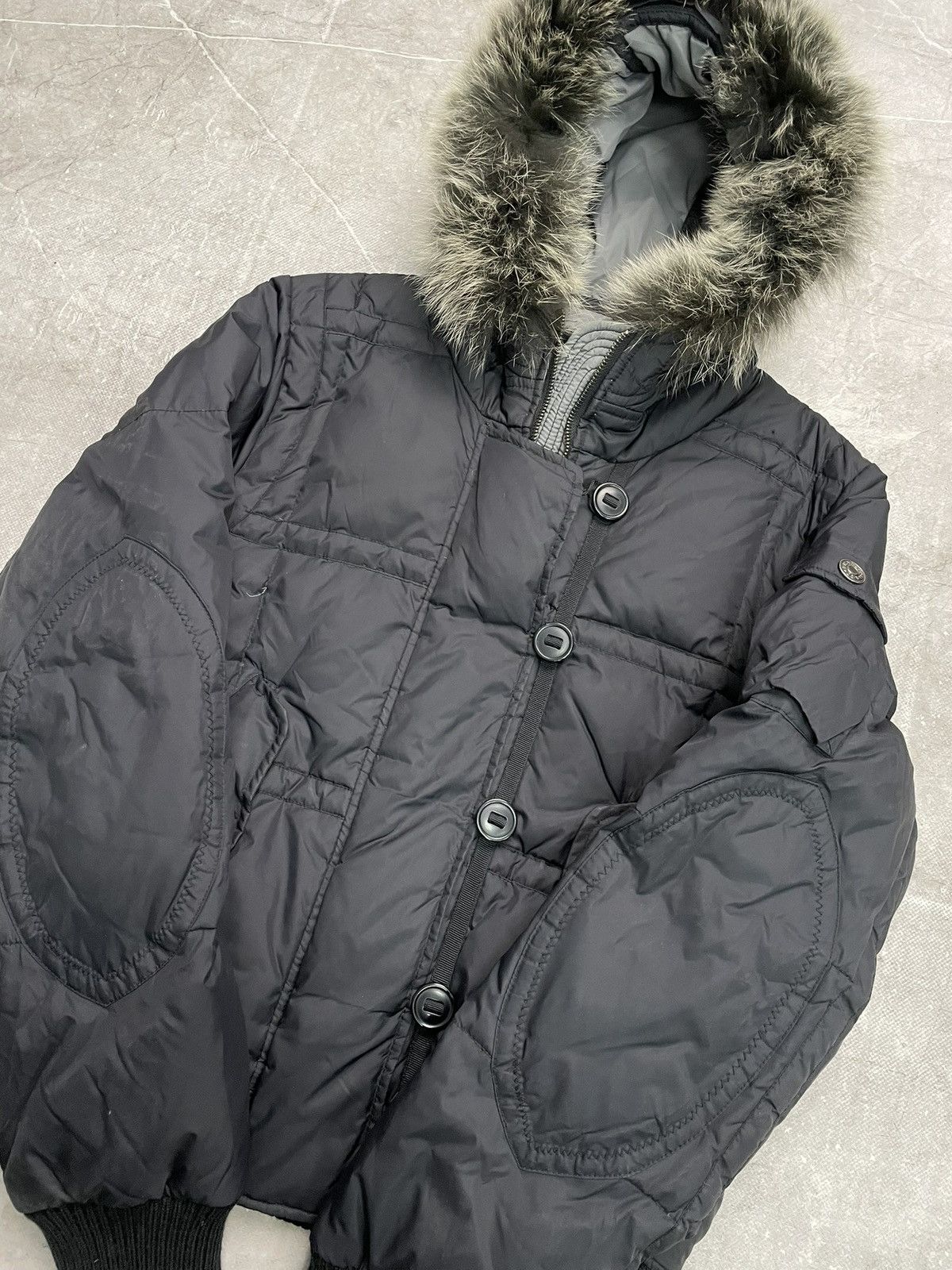 Le Grande Bleu (L.G.B.) Gothic if six was nine Black Bomber Jacket puffer Fur Hood Size US M / EU 48-50 / 2 - 8 Thumbnail