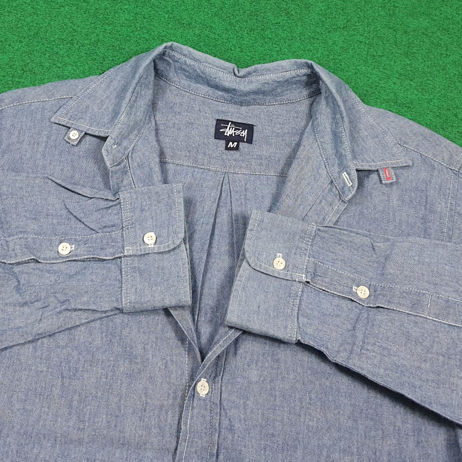 Stussy Vintage Stussy Blue Denim Style Button Up Shirt C294N24 Size US L / EU 52-54 / 3 - 5 Thumbnail