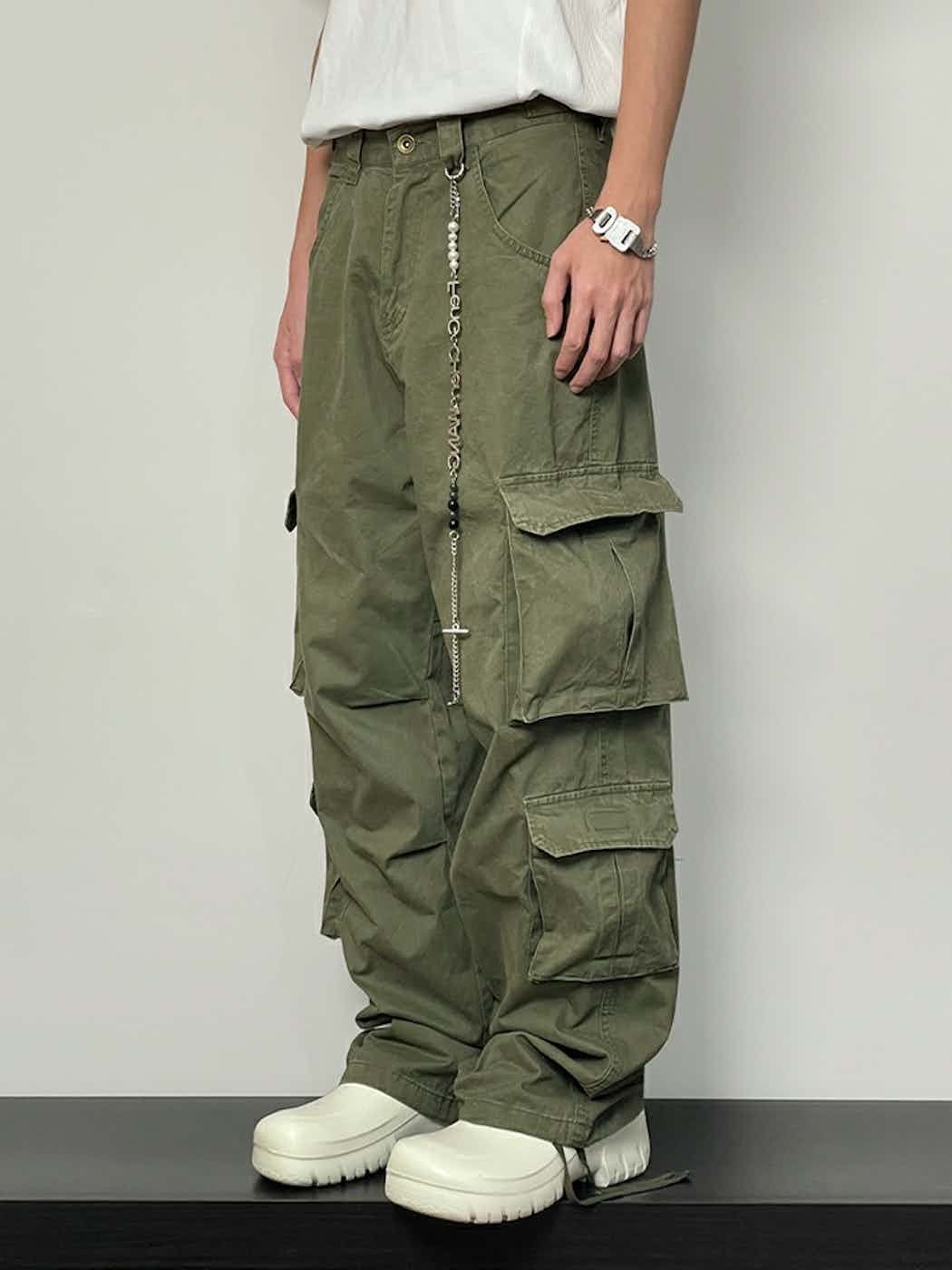utility distressed double cargo military pants