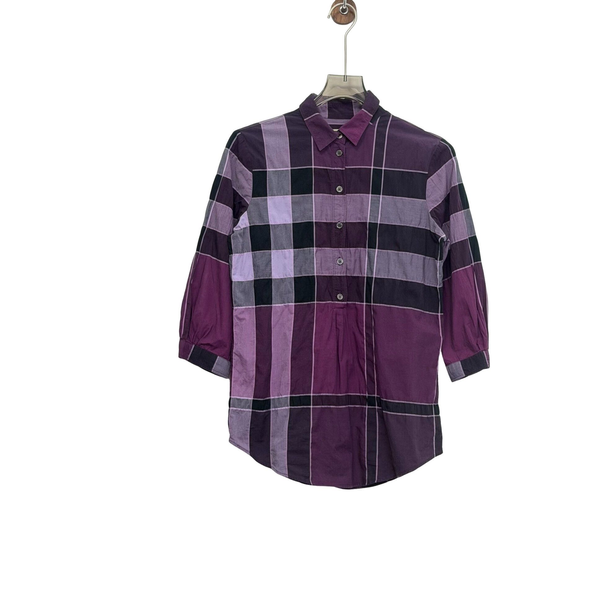 Burberry Burberry Purple Check Button Up Shirt XS Size US XS / EU 42 / 0 - 1 Thumbnail