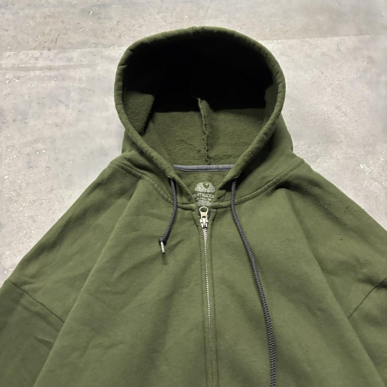 Japanese Brand × Vintage Crazy Vintage Y2K/2000s Moss Green Blank Earth Tone Essential Zip Up Hoodie! Size US XL / EU 56 / 4 - 2 Thumbnail