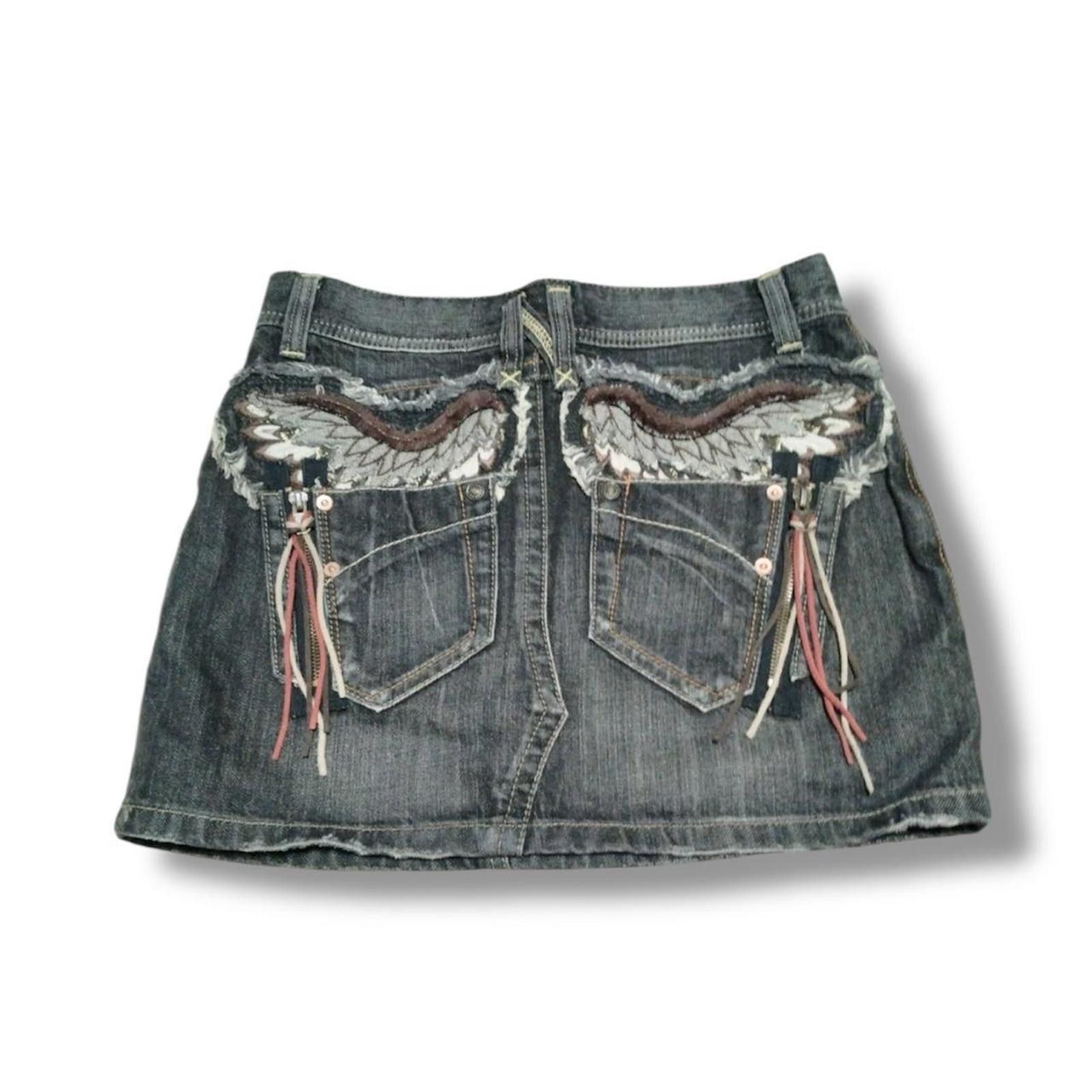 Other Embroidered wing 2000s y2k mini skirt Size 28" / US 6 / IT 42 - 1 Thumbnail