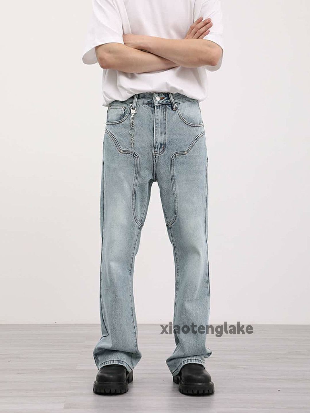 Jean × Vintage washed faded cleanfit yuppie carpenter flared jeans Size US 32 / EU 48 - 6 Thumbnail