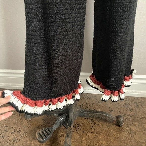Zara Zara Striped Black Crochet Ruffle Sleeveless Jumpsuit - S Size 28" / US 6 / IT 42 - 5 Thumbnail