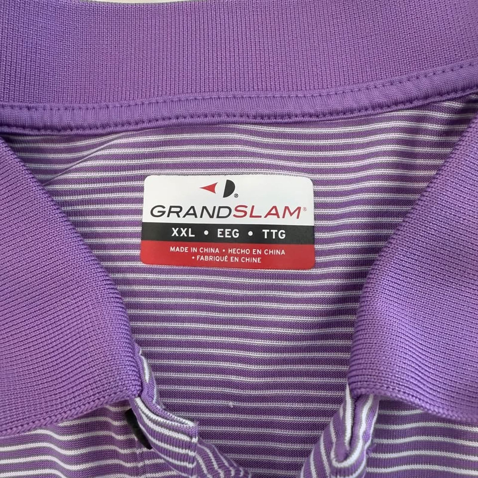 Grand Slam Grand Slam Polo Golf Shirt Men XXL Purple Stripe Performance Size US XXL / EU 58 / 5 - 4 Thumbnail