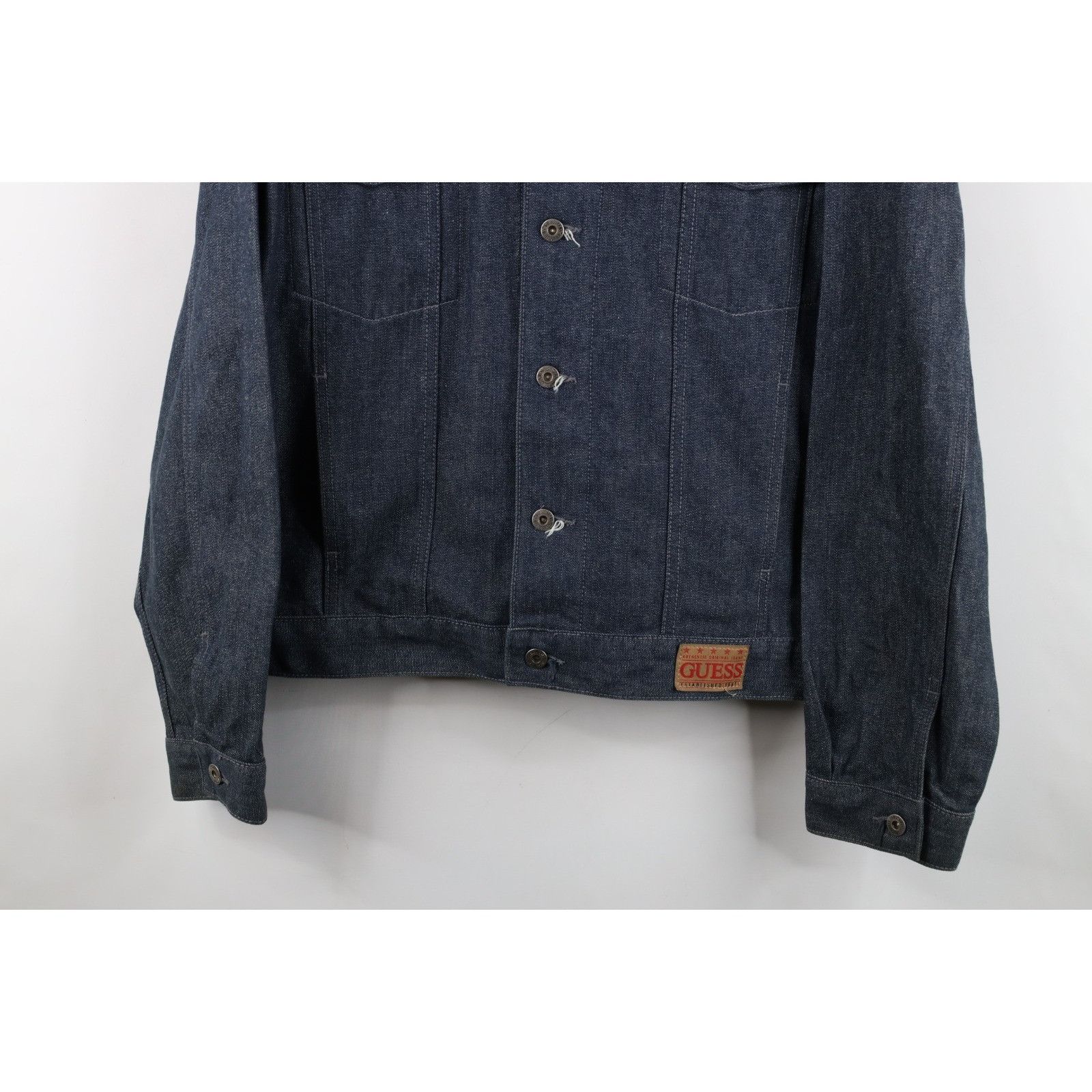 Guess Vintage 90s Guess Faded Spell Out Denim Jean Trucker Jacket Size US L / EU 52-54 / 3 - 3 Thumbnail