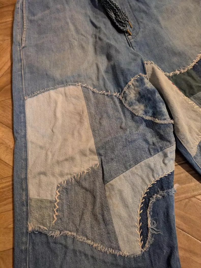 Kapital Vintage Patchwork Denim Pants with Distressed Look-2506 Size US 34 / EU 50 - 7 Thumbnail