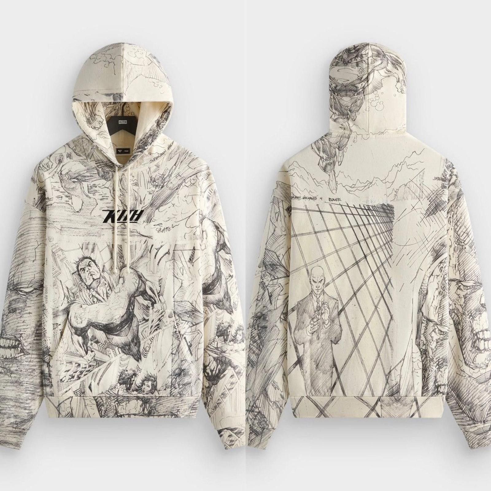 ★25SS★Superman X Kith Sketch Nelson Hoodie Kith x Superman Sketch Nelson Hoodie Sandrift Men's - SS25 - US