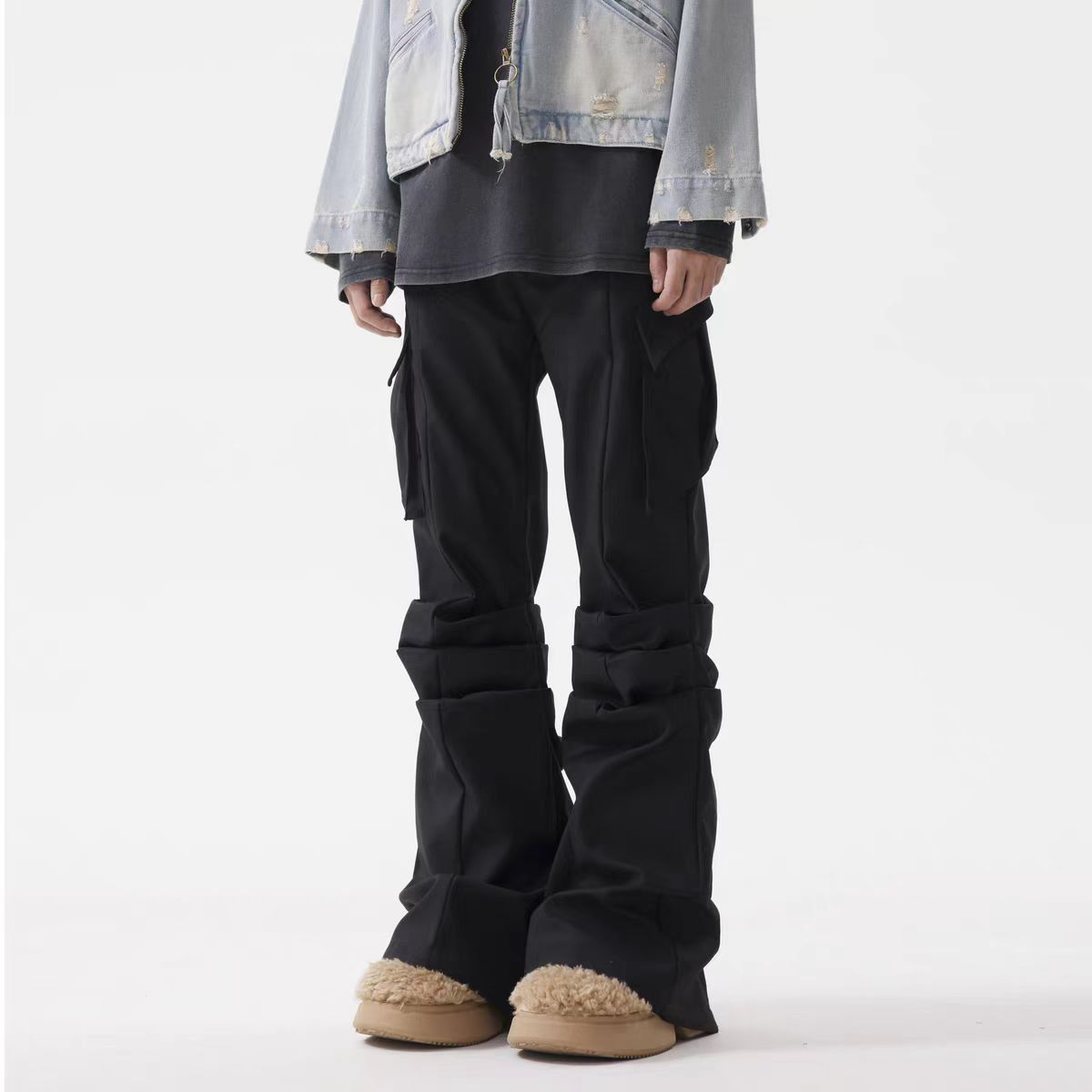 Japanese Brand × Vintage Vintage knee pleat micro flare work trousers Size US 32 / EU 48 - 1 Thumbnail