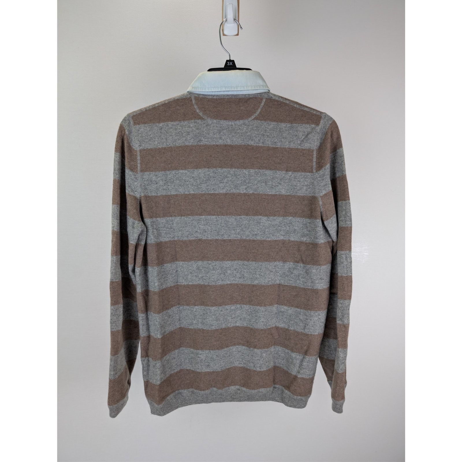 Brunello Cucinelli o1rshd1 CC20 Long Sleeve Striped Polo Shirt in Multicolor Size US M / EU 48-50 / 2 - 10 Thumbnail