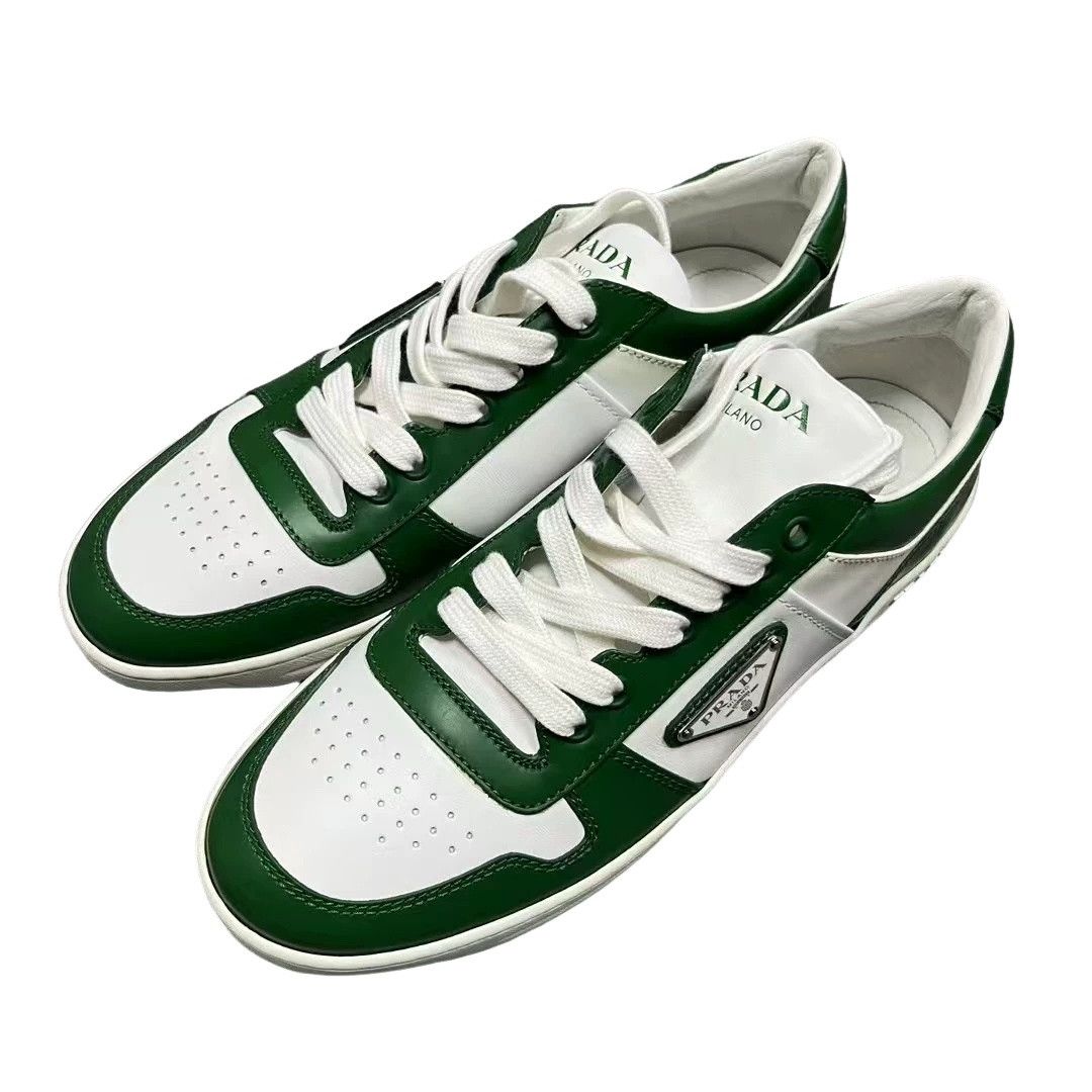 Prada Prada Green/White Leather Low-Top Sneakers Size 40 Size US 7 / EU 40 - 1 Thumbnail