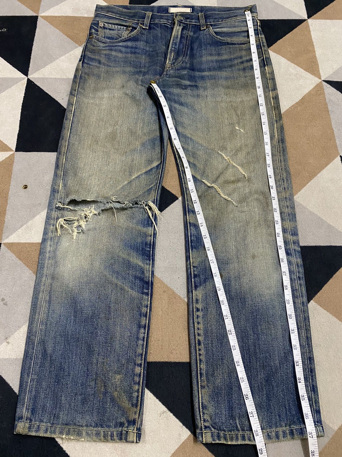 Japanese Brand Vintage Uniqlo Mud Wash Distressed Loose Jeans Size US 32 / EU 48 - 12 Thumbnail