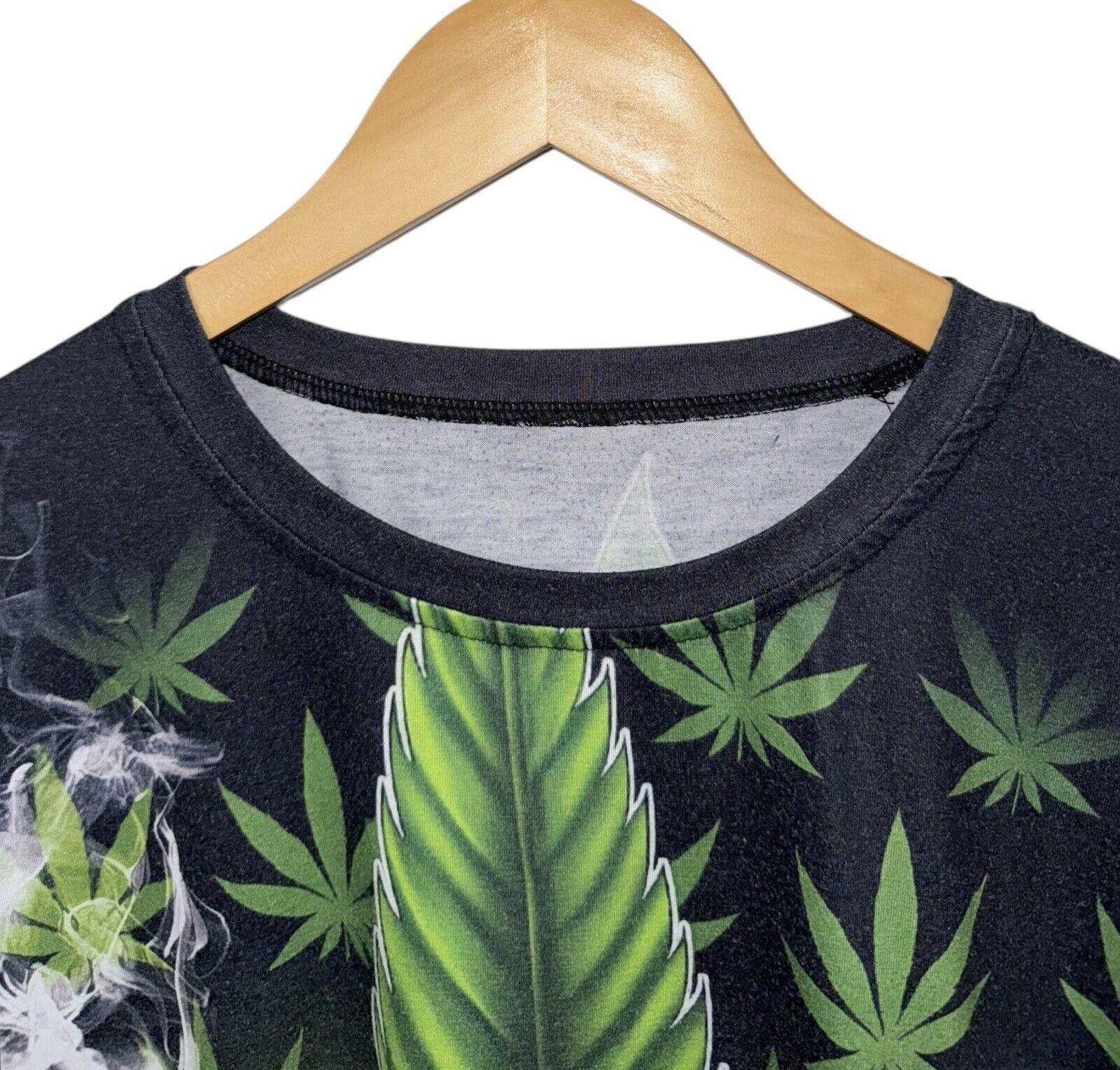 Designer Vintage Y2K Marijuana Stoner Biker Skull AOP 420 Shirt XL Size US XL / EU 56 / 4 - 3 Thumbnail