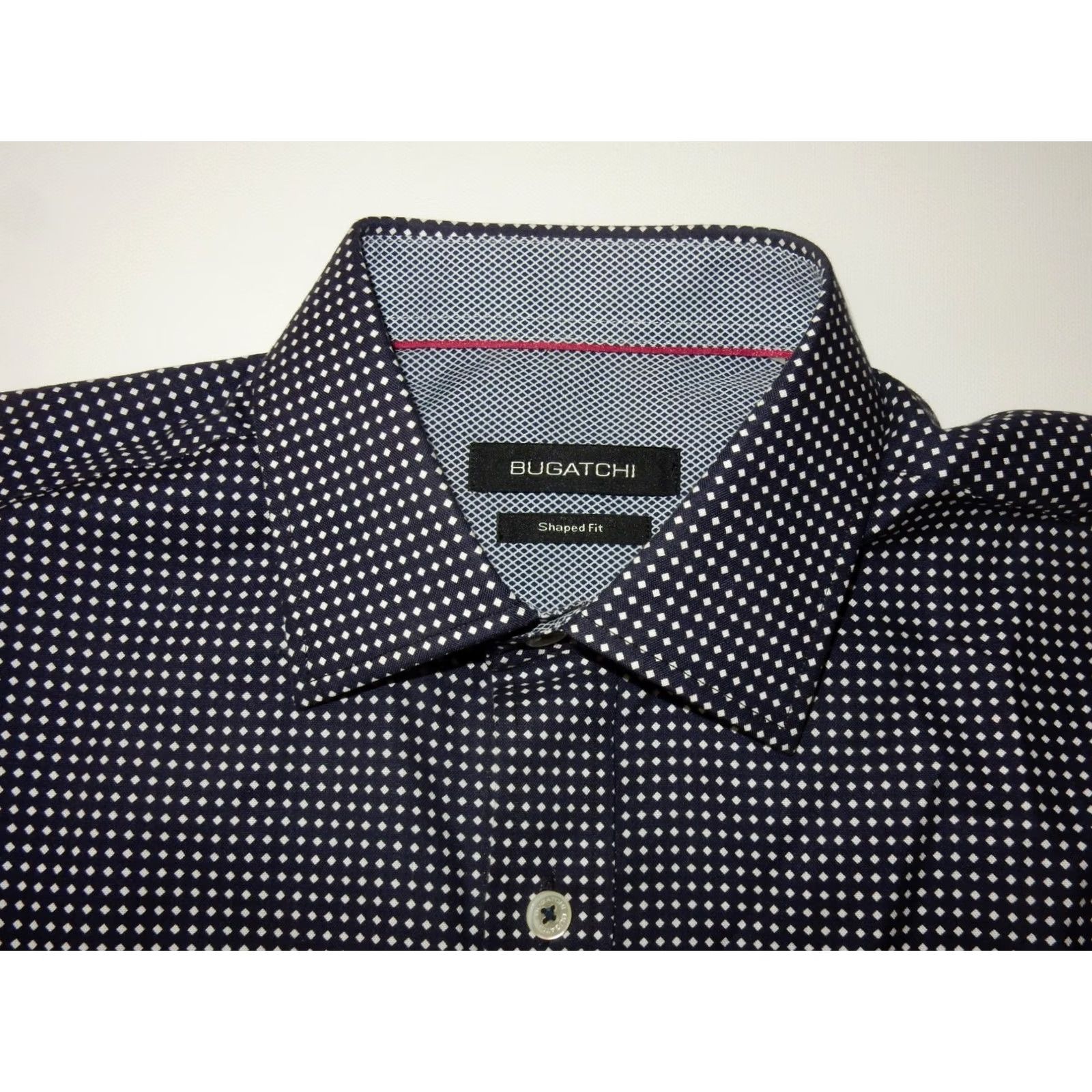 BUGATCHI Bugatchi Uomo Shirt Men Long Sleeve Button-Up Size S Polka Dot Blue Shaped Fit Size US S / EU 44-46 / 1 - 2 Thumbnail