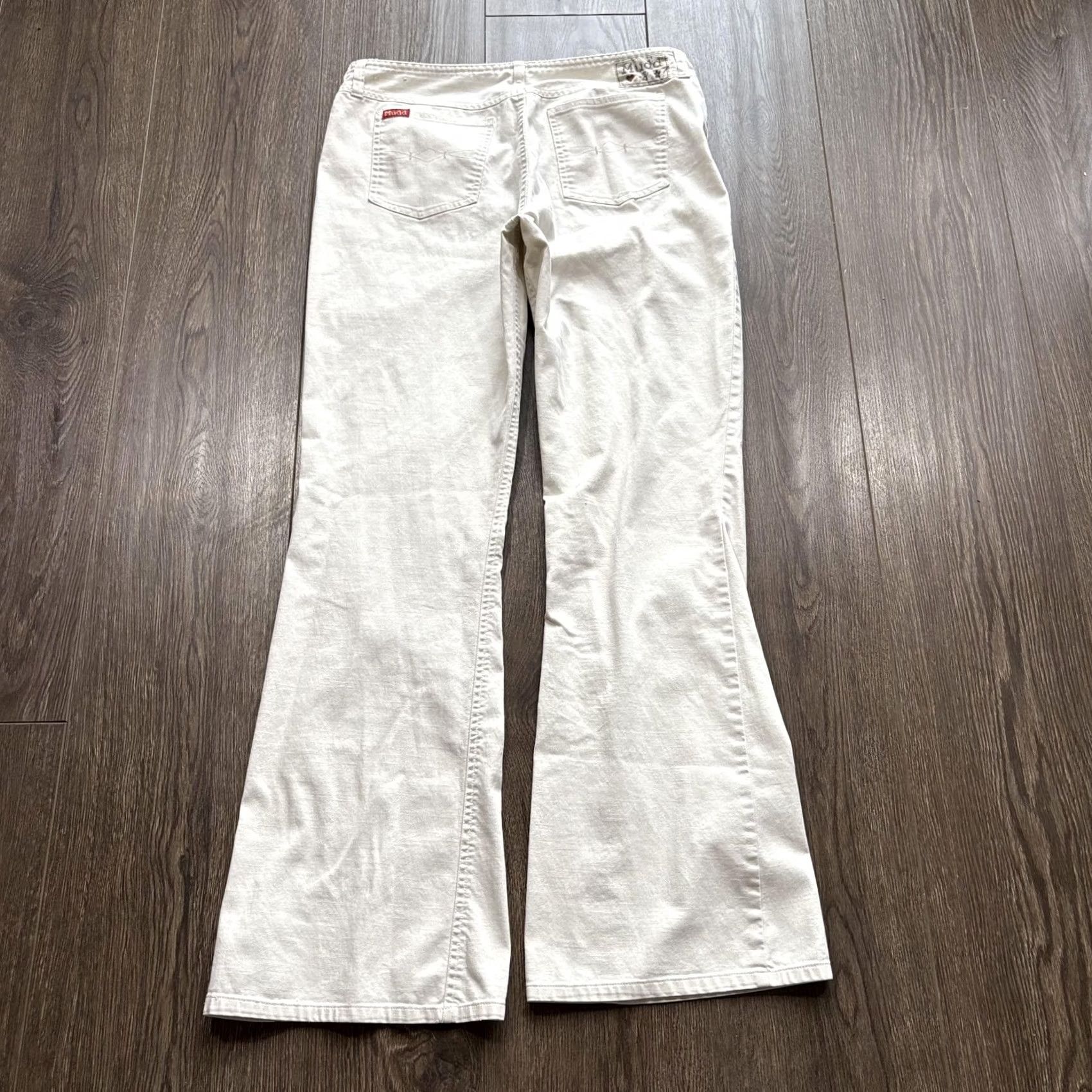 Denime Mudd Jeans Juniors 9 White Y2K Low Rise Bootcut Flare Stretch Denim Size 24" / US 00 / IT 34 - 2 Thumbnail