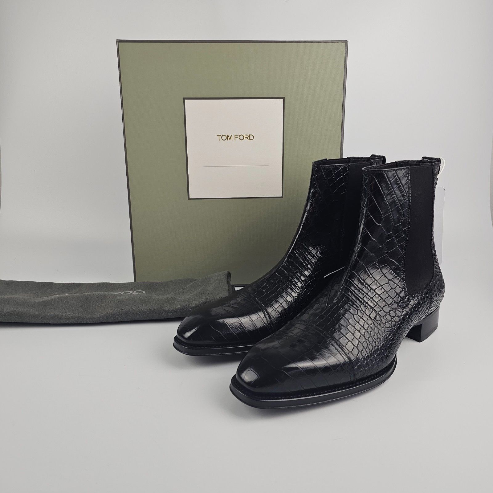 Tom Ford TOM FORD Black Embossed Leather Ankle Boots New & Authentic Size US 12 / EU 45 - 4 Thumbnail