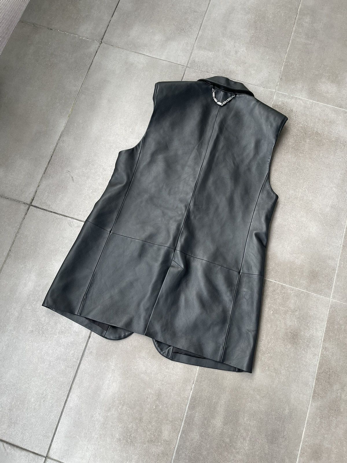 032c !DS! FW22 032c Black Leather Sleeve Less Vest Top Size US M / EU 48-50 / 2 - 8 Thumbnail