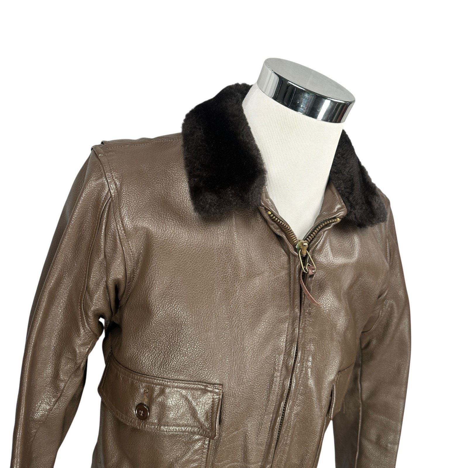 Other Vintage Ralph Edwards US Navy Bomber Jacket Men 40 Brown 70s Size US M / EU 48-50 / 2 - 2 Thumbnail